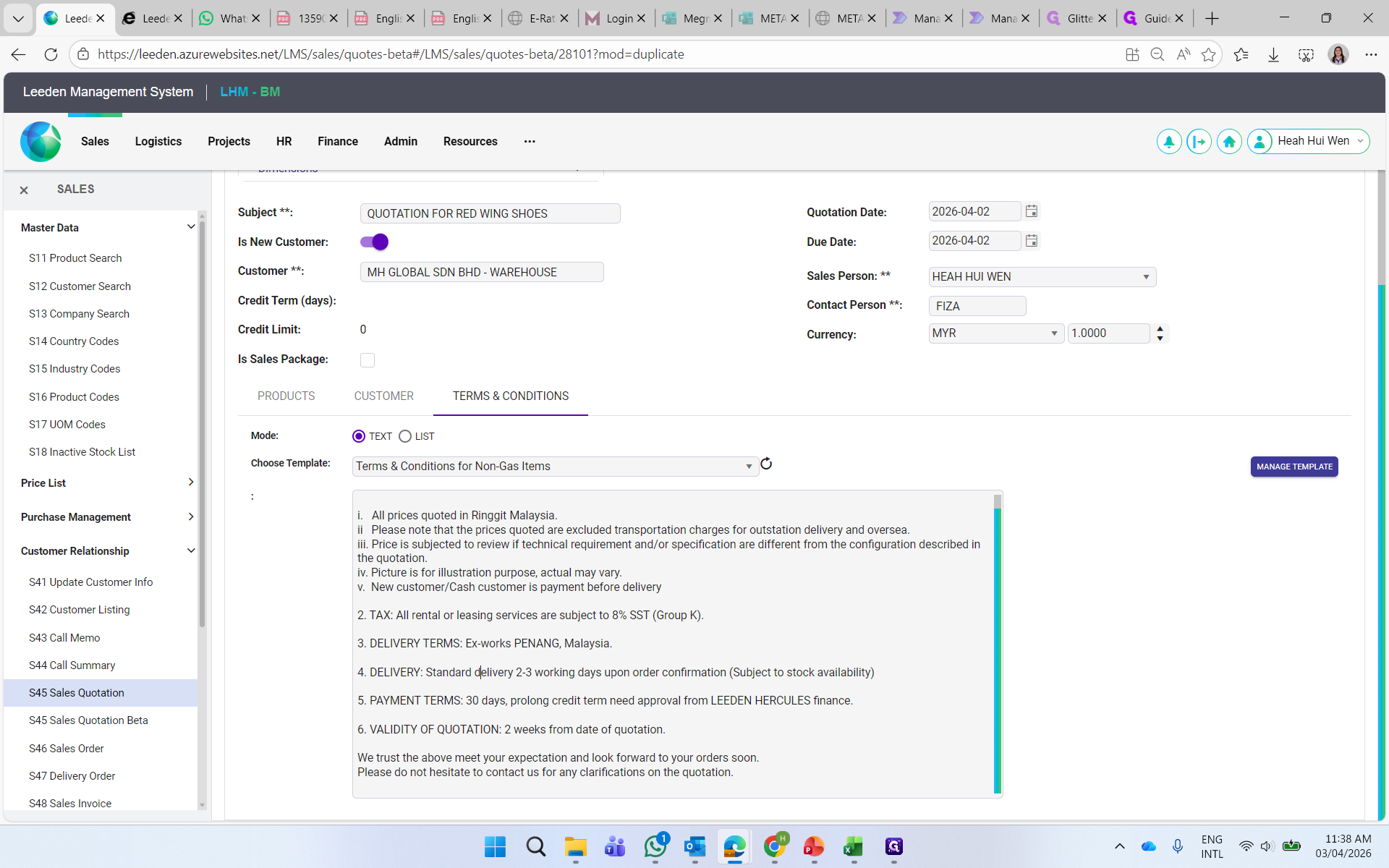 Step #3: You may amend the delivery days to commit to customer.