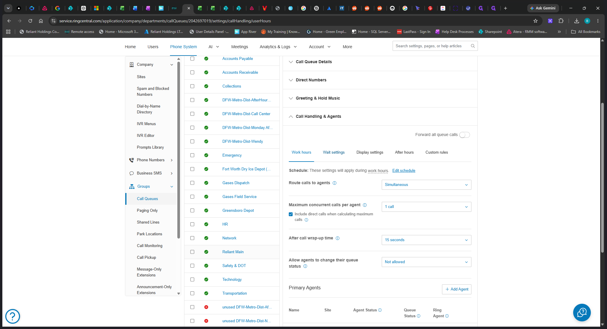 Step #4: Under the Call Handling & Agents section, click Wait settings to expand the configuration options.