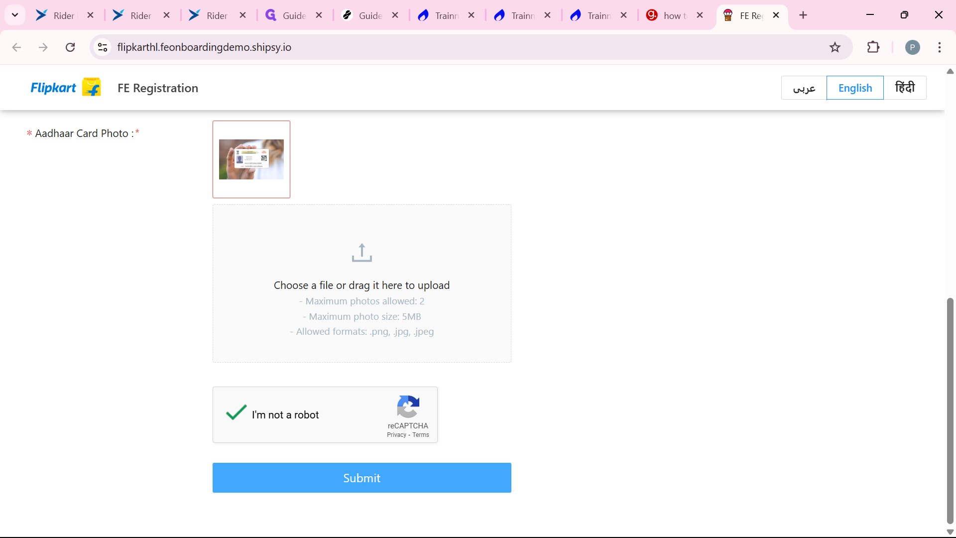 Step #21: Click on "Submit" to submit your form