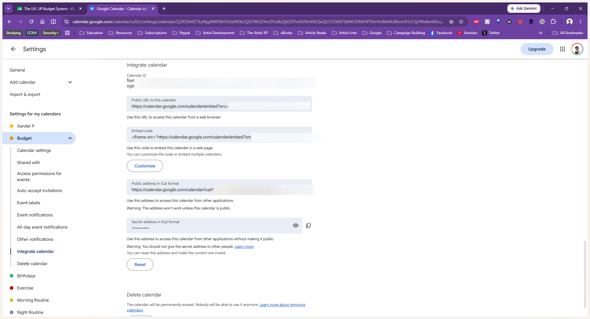 Step #5: Locate the Calendar ID field in this section.