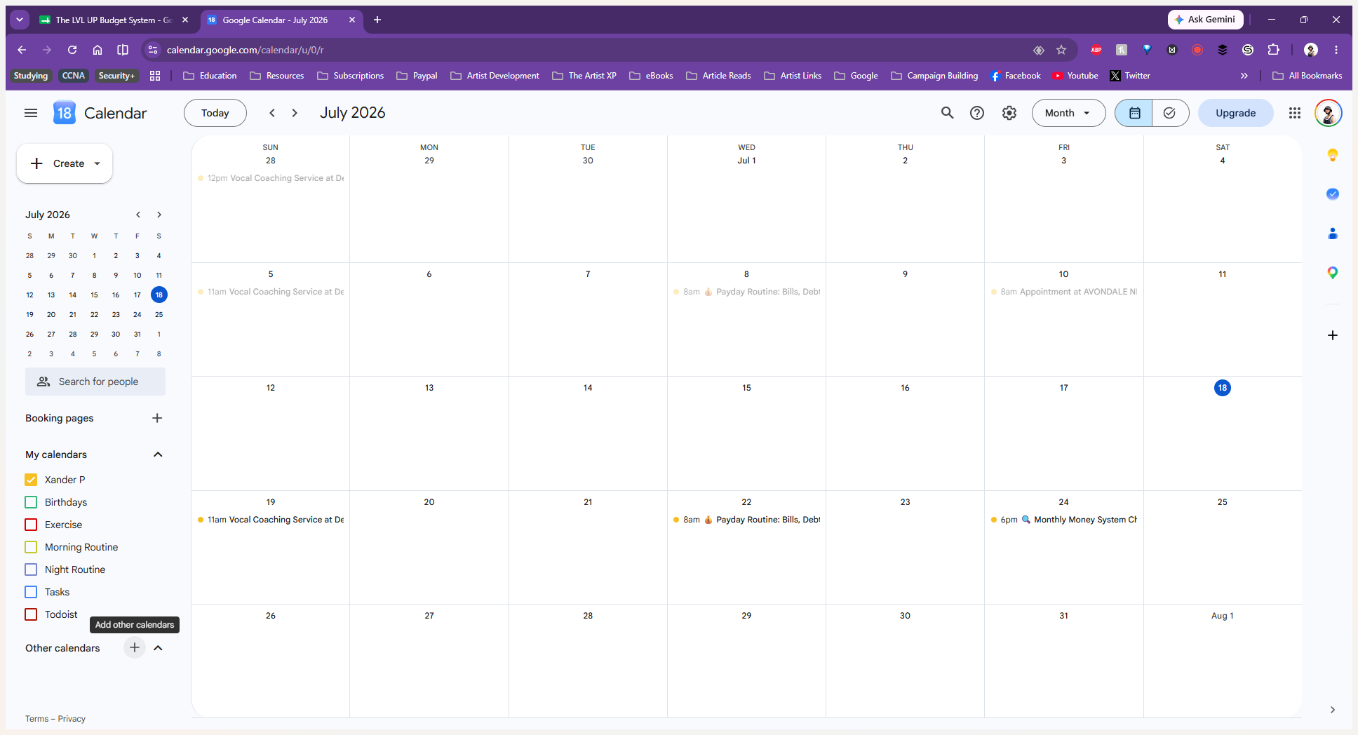 Step #1: In Google Calendar, click the + (Add other calendars) icon located at the bottom of the left-hand sidebar.