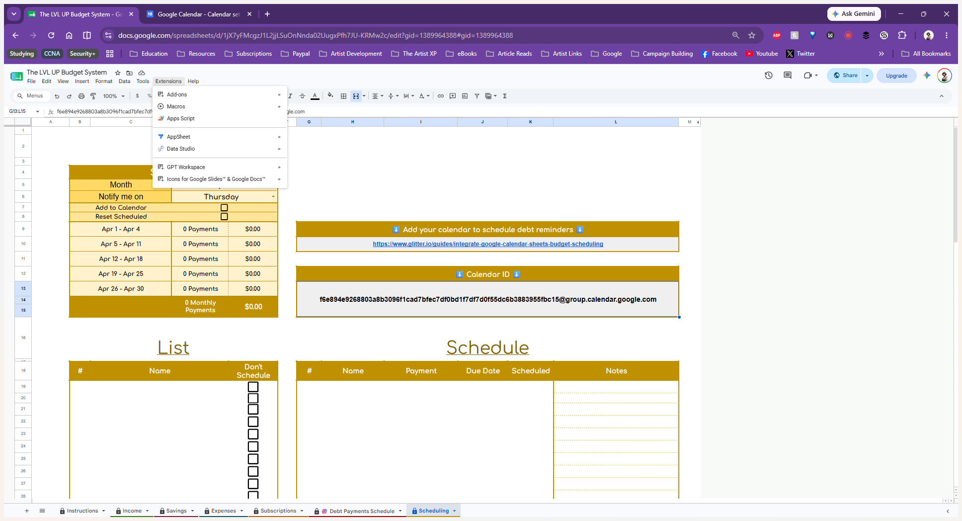 Step #10: In the Google Sheets top menu bar, click Extensions.