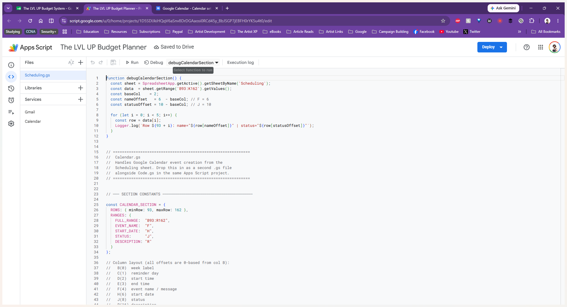 Step #12: In the Apps Script editor's top toolbar, click the function selection dropdown menu.
