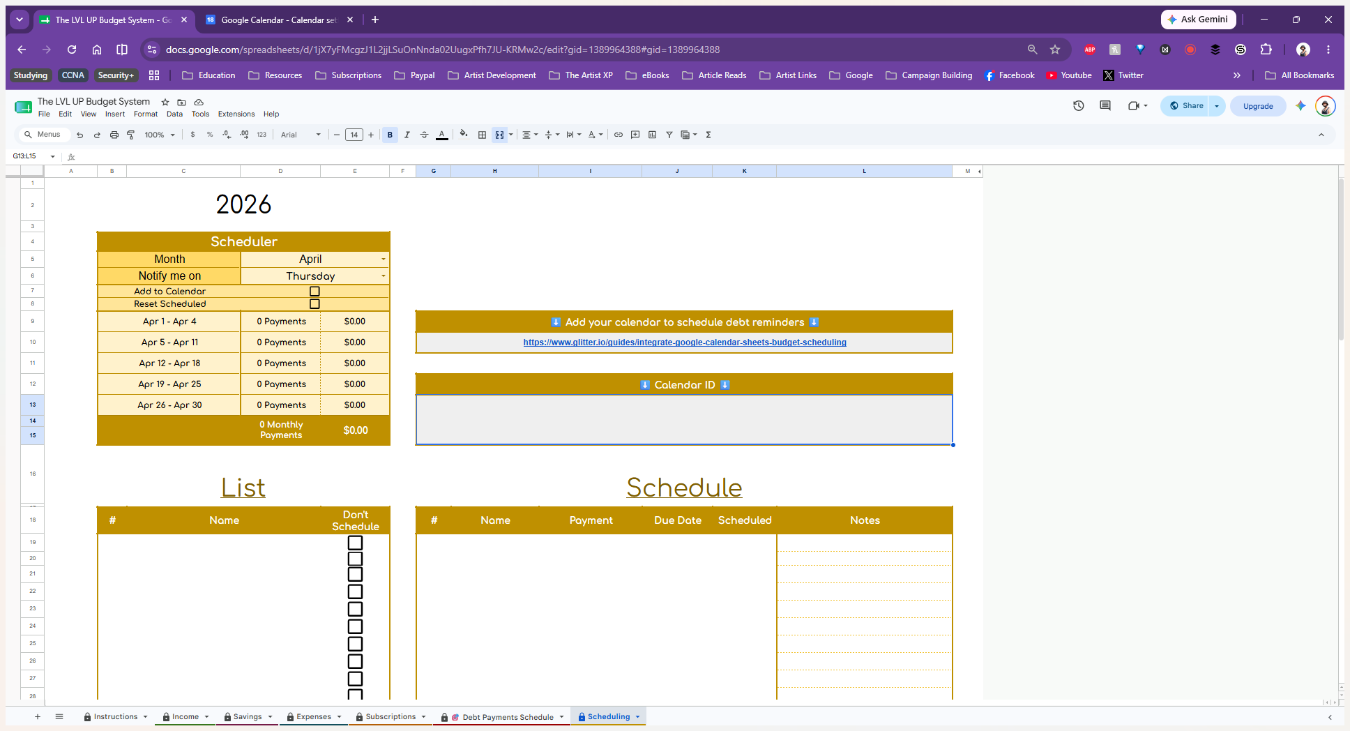 Step #8: Right-click the empty input cell labeled Calendar ID.