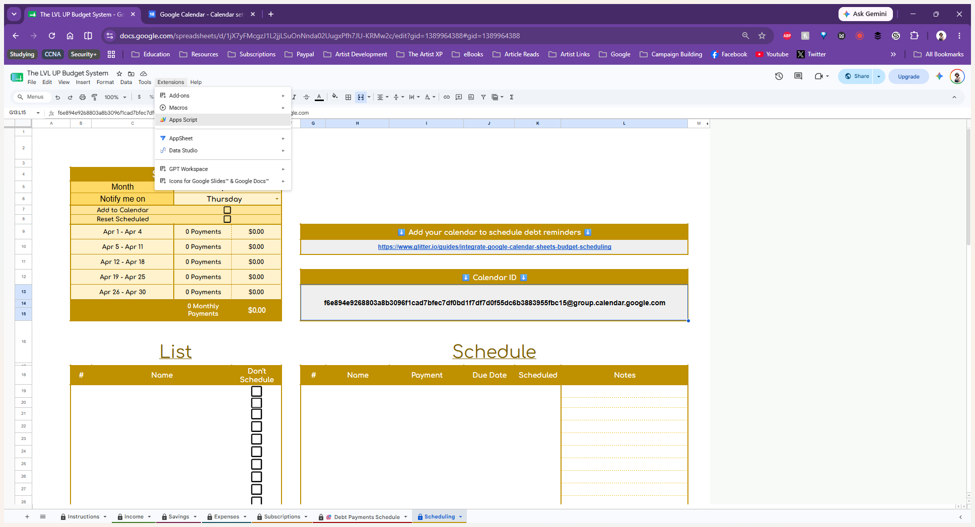 Step #11: Select Apps Script from the dropdown menu to open the code editor.