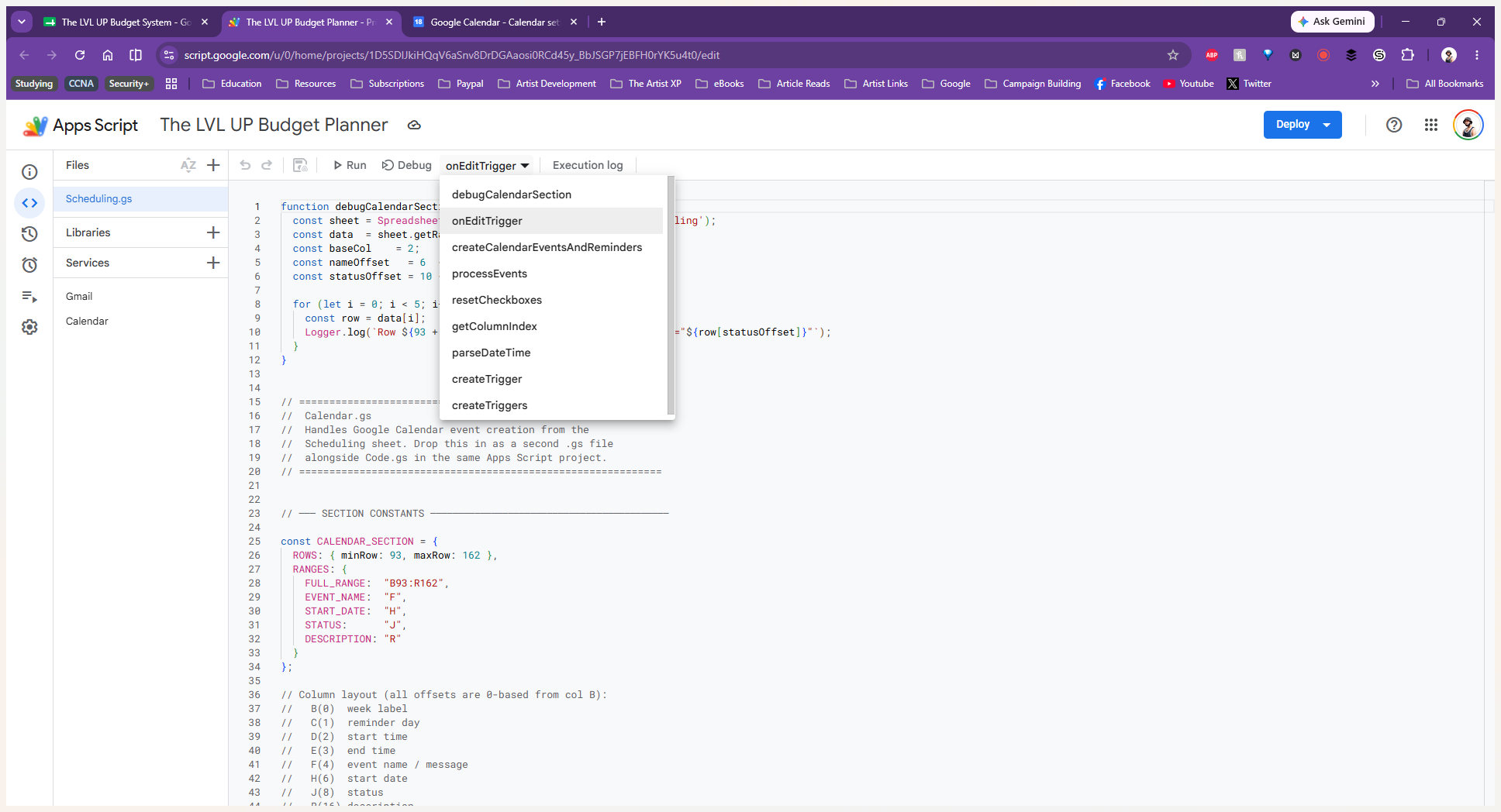 Step #13: Select the onEditTrigger function from the list.