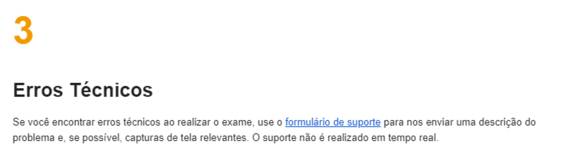 Step #33: Caso algum erro técnico aconteça, como falha na conexão, falta de energia elétrica, ou outro problema, que impossibilite você de continuar a prova, pode ser preenchido o formulário de suporte, que será analisado pela equipe da Google, e se aceito, oportunizar uma nova chance de realizar a avaliação sem custos.Nestes casos procure nossa equipe, registrando no e-mail certificacaogoogle@sesisc.org.br para juntos orientarmos o seu preenchimento.
