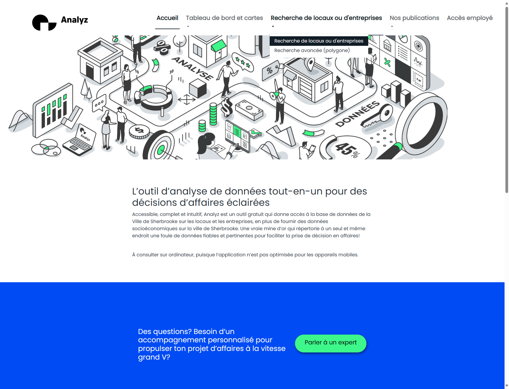 Step #3: Cliquez sur "Recherche de locaux ou d'entreprises"