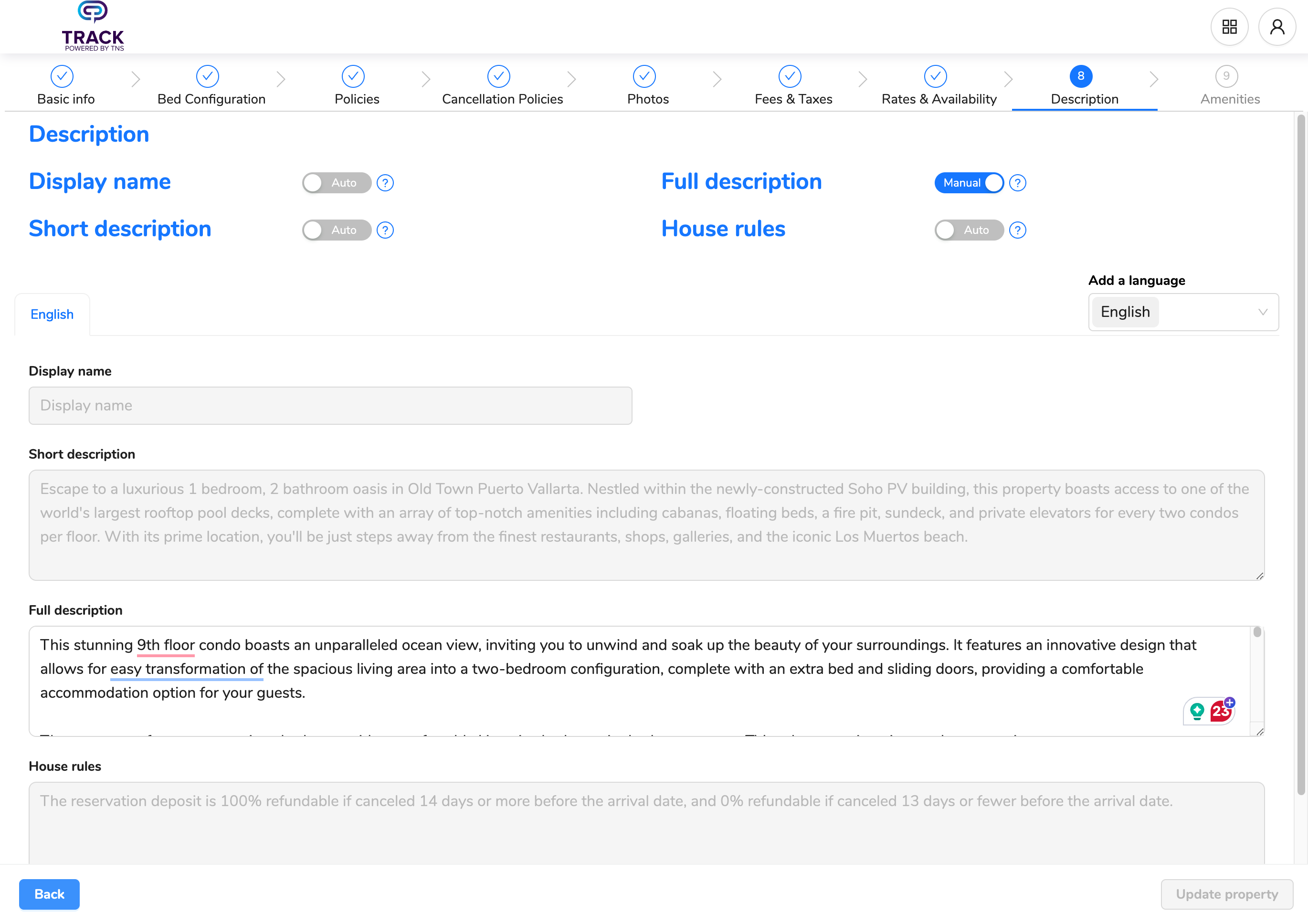 Step #171: Click on "Back"