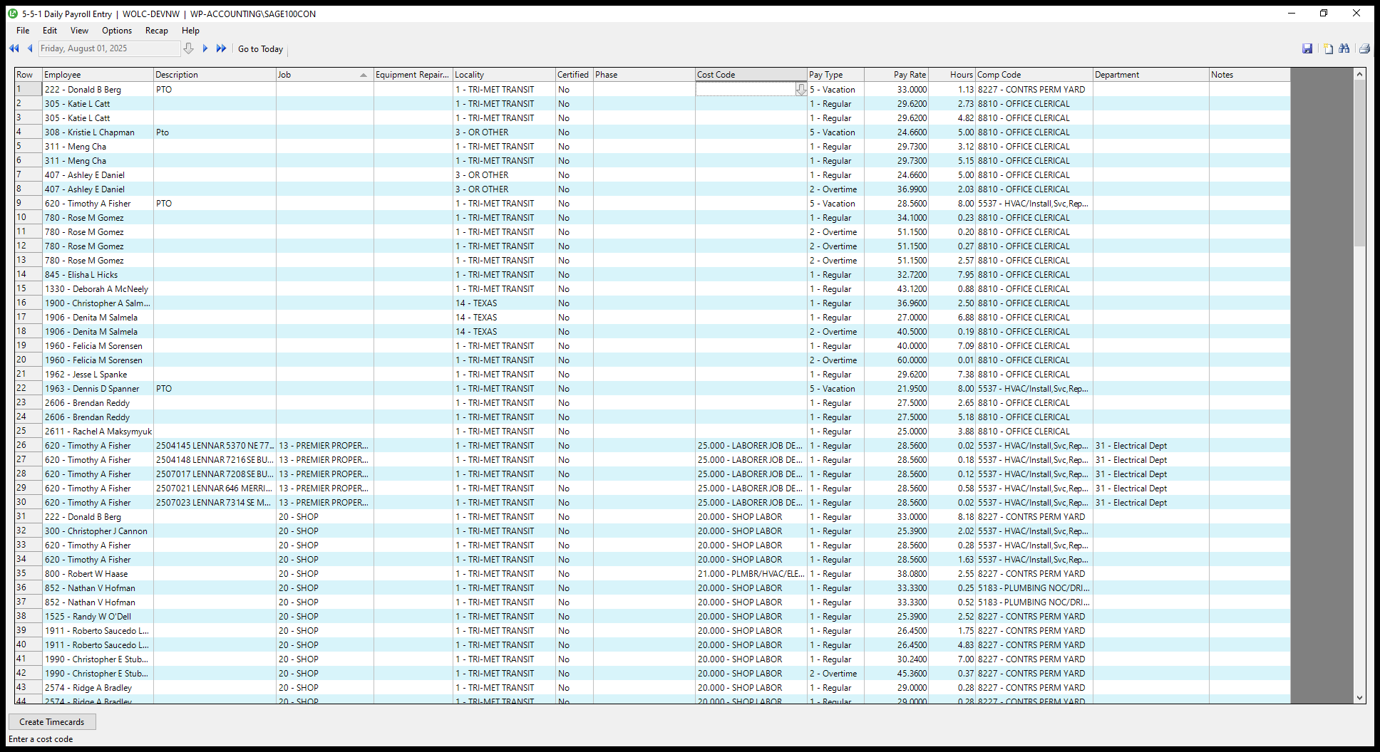 Step #23: Click on "Cost Code"