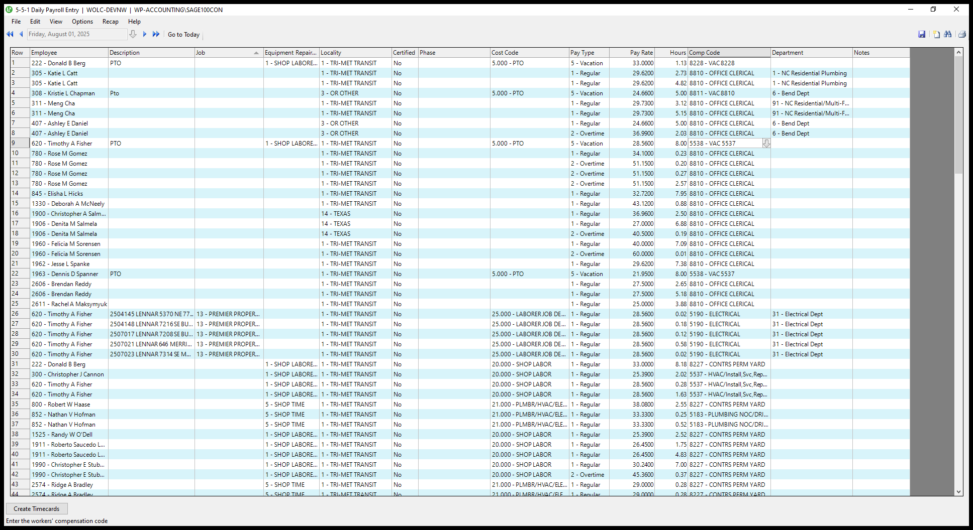 Step #48: Click on "2.03 8810 - OFFICE CLERICAL"