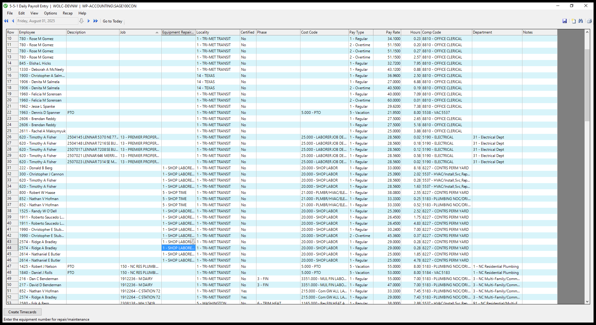 Step #39: Click on "1 - SHOP LABORE"