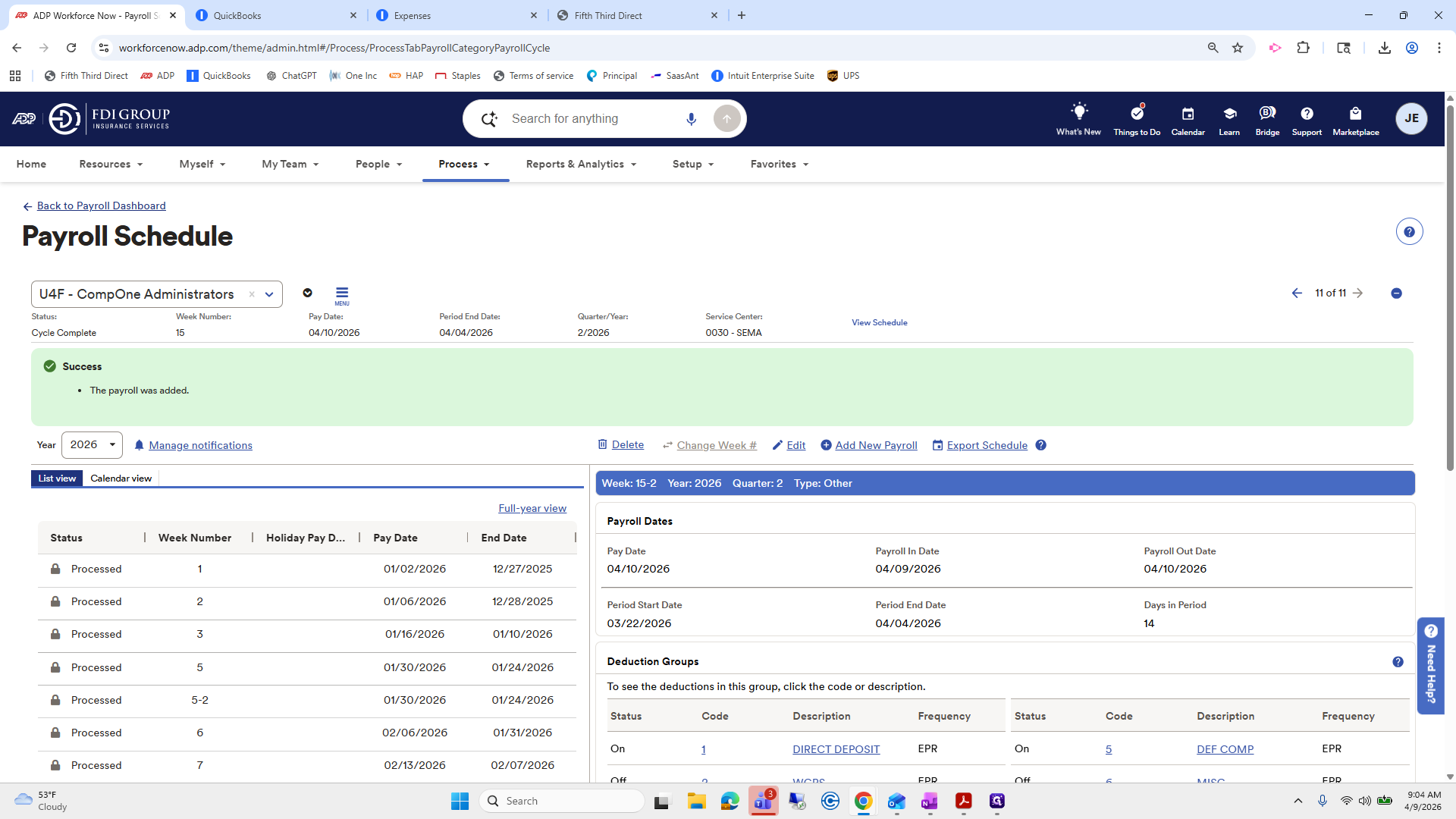 Step #35: Click on "← Back to Payroll Dashboard"