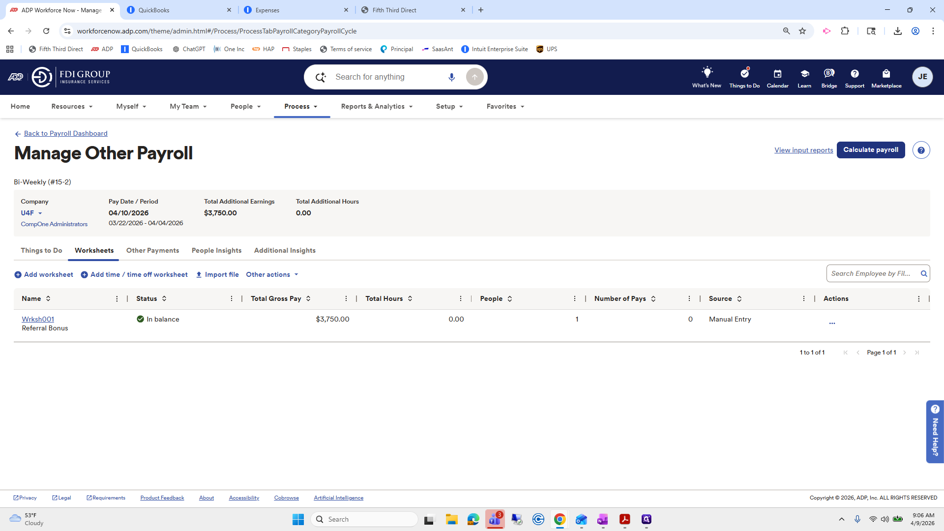 Step #61: Click on "Calculate payroll"