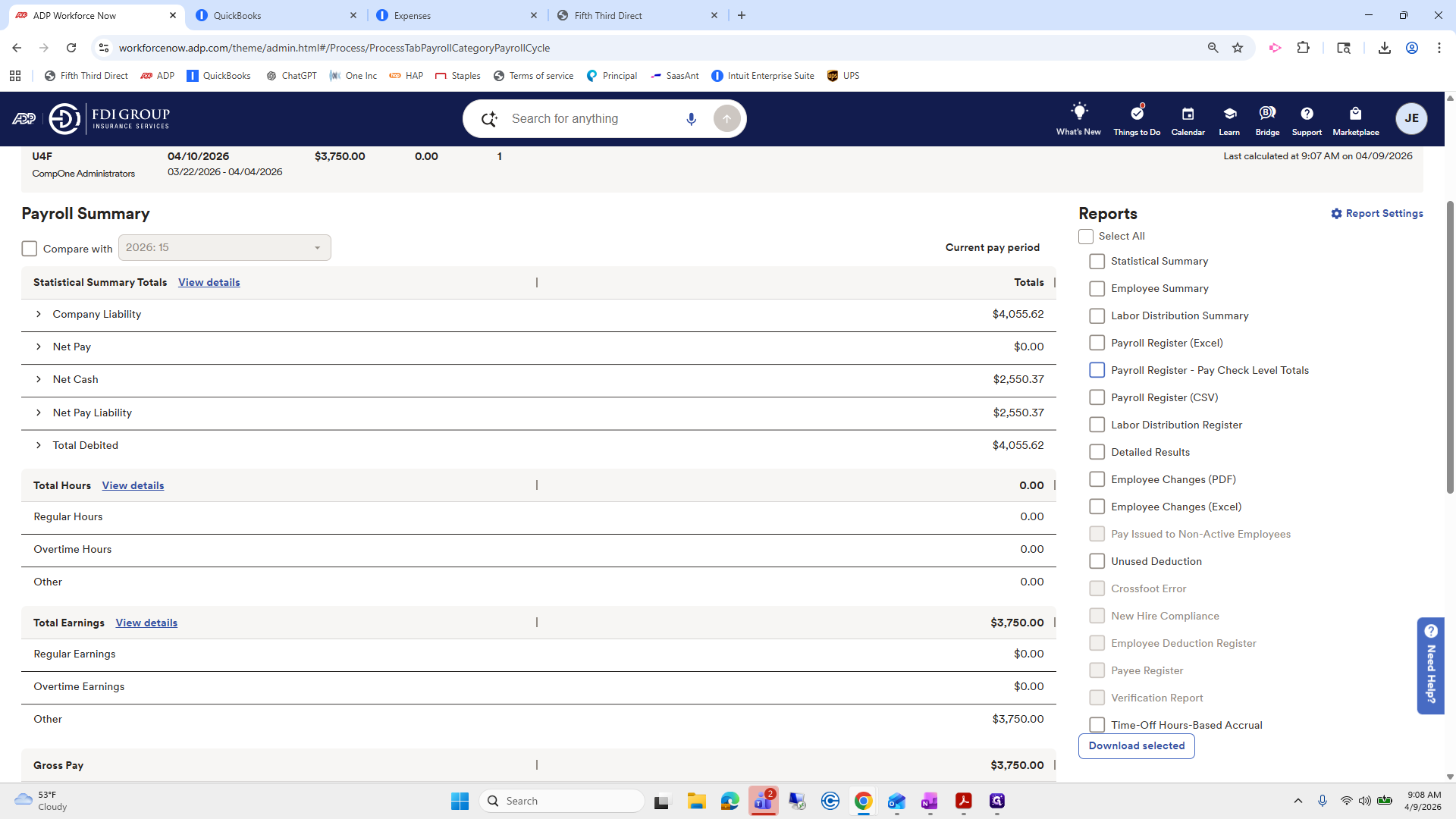 Step #63: Click on "Register - Pay Check Level Totals"