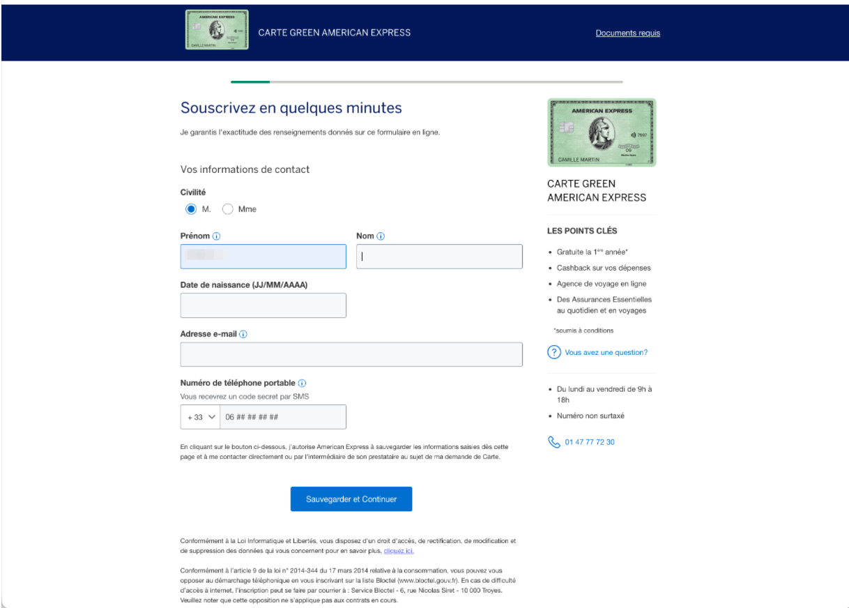 Step #4: Complétez les informations demandées puis cliquez sur "Sauvegarder et continuer"
