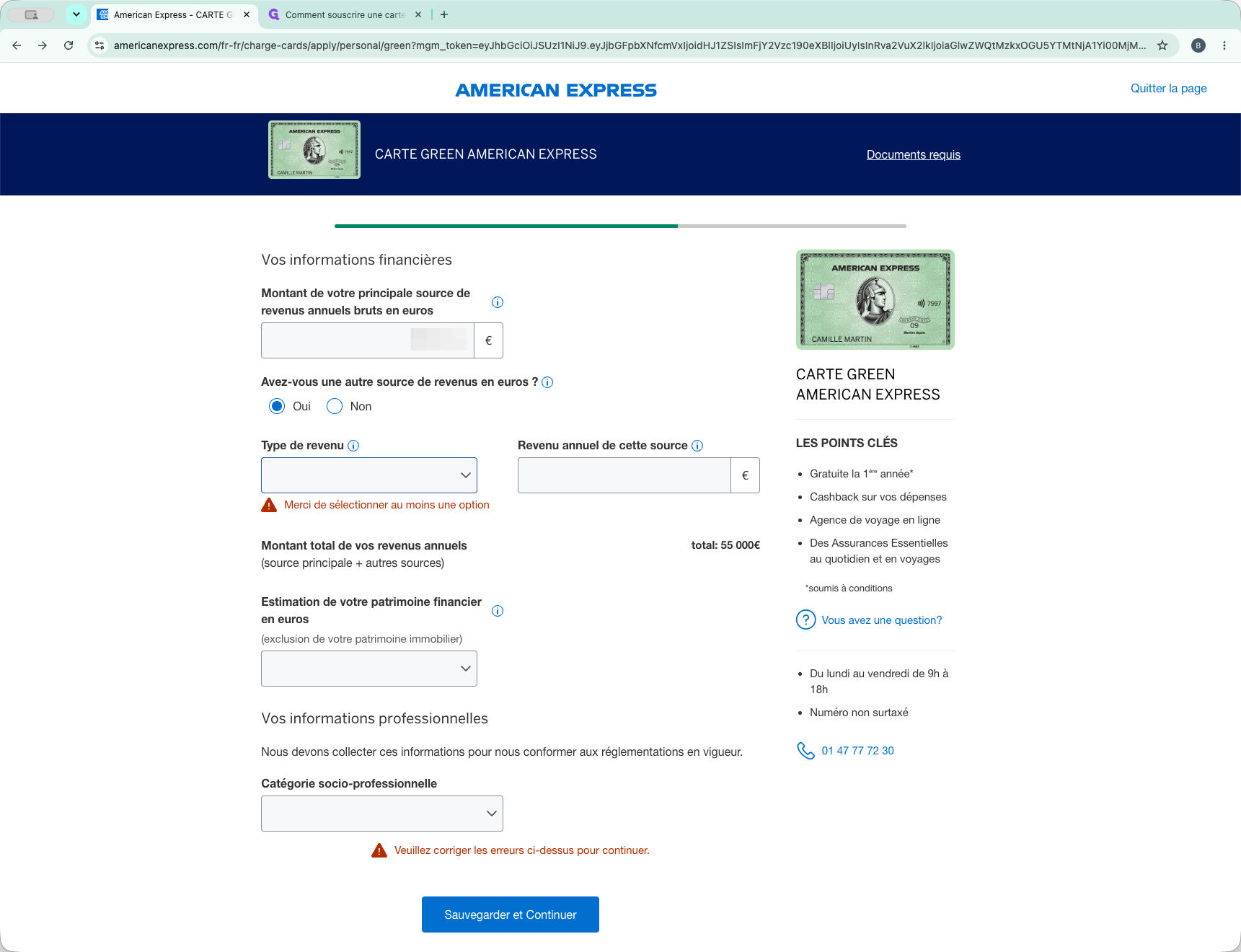 Step #8: Si vous avez une autre source de revenus en euros, merci de l'indiquer ici.