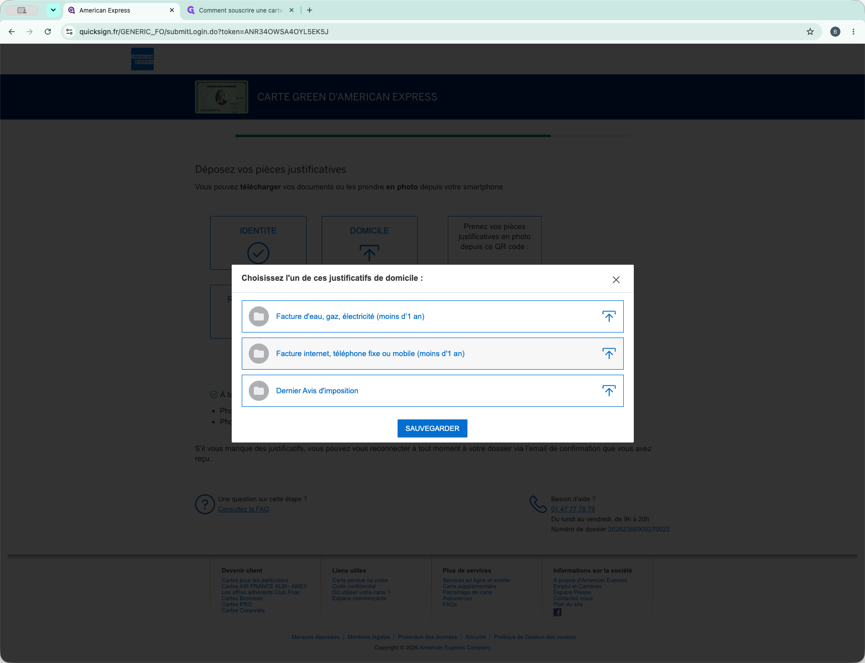 Step #21: Choisissez l'option Facture internet, téléphone fixe ou mobile (moins d'1 an) pour le justificatif de domicile.