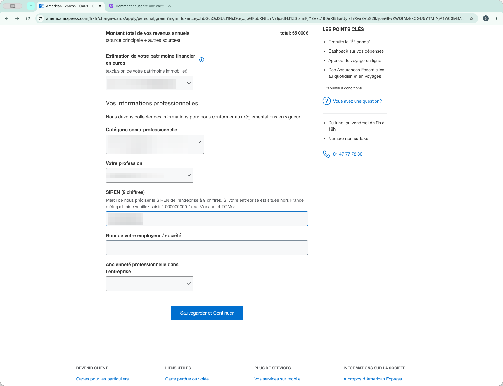 Step #12: Saisissez le nom légal de votre structure dans le champ Nom de votre employeur / société, ou le nom de votre employeur en cas d'activité salariée