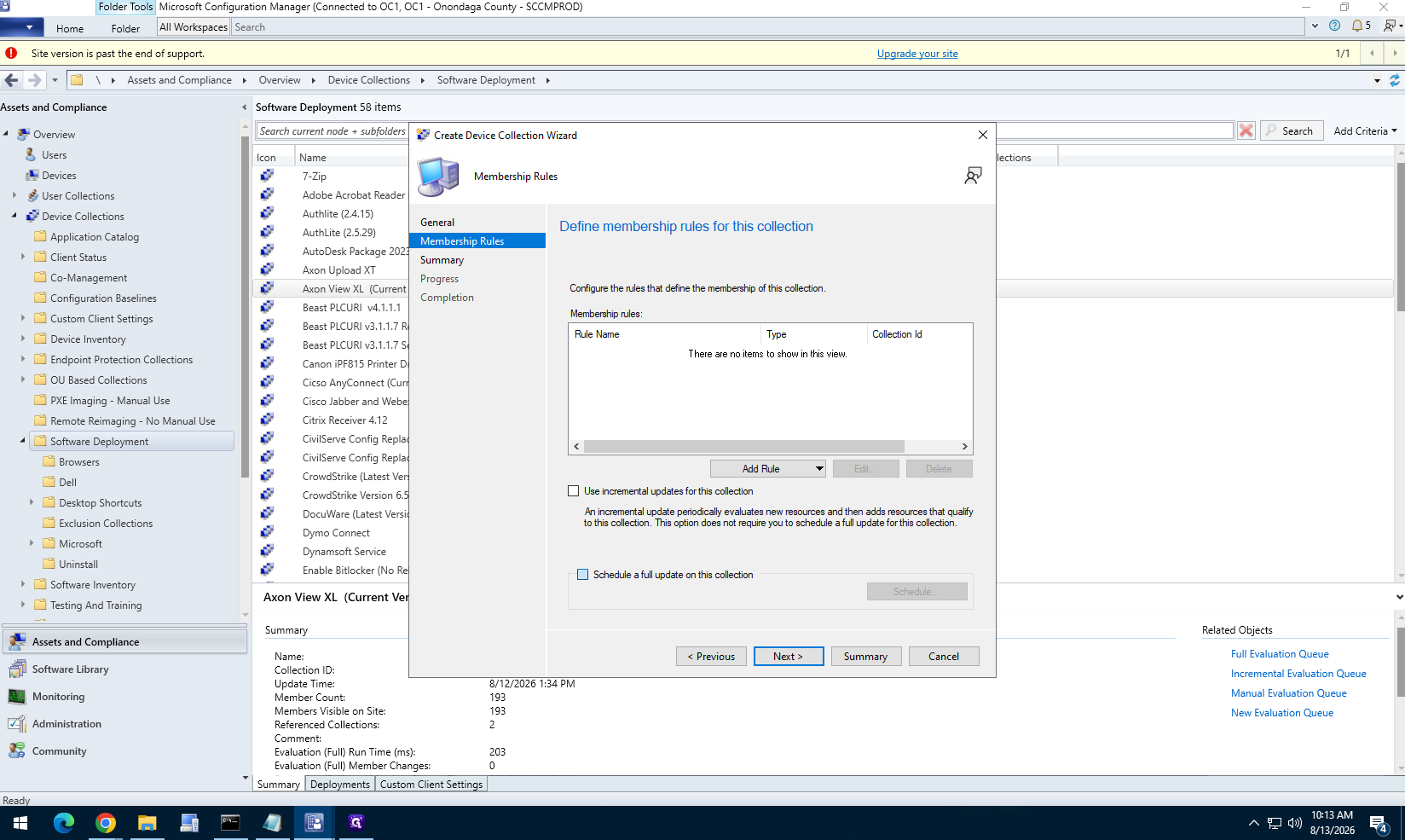 Step #39: Add your desired membership rules, such as a schedule to evaluate collection members.