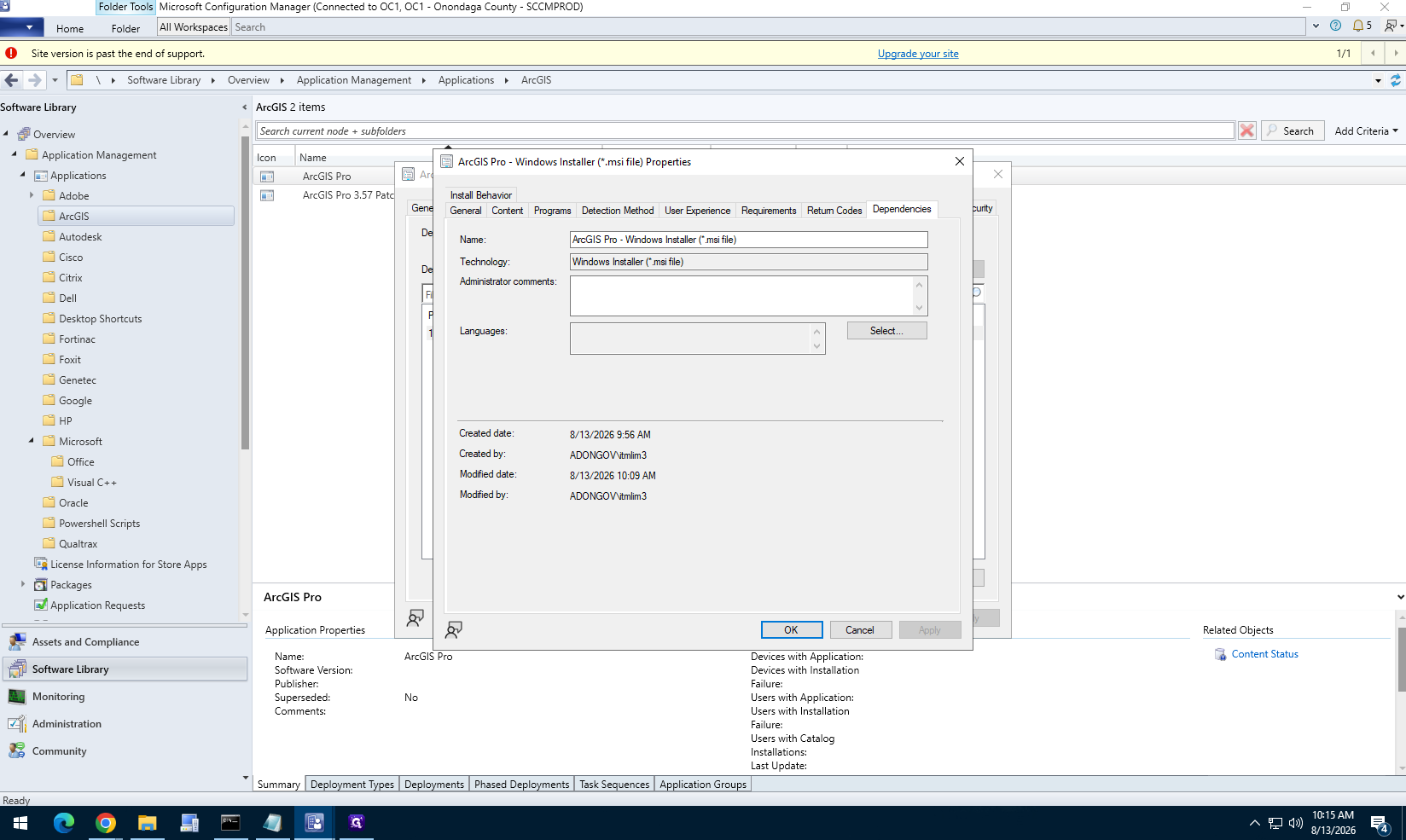 Step #34: Repeat this process on the base ArcGIS Pro deployment type properties to add Microsoft ODBC Driver 18 as a dependency.