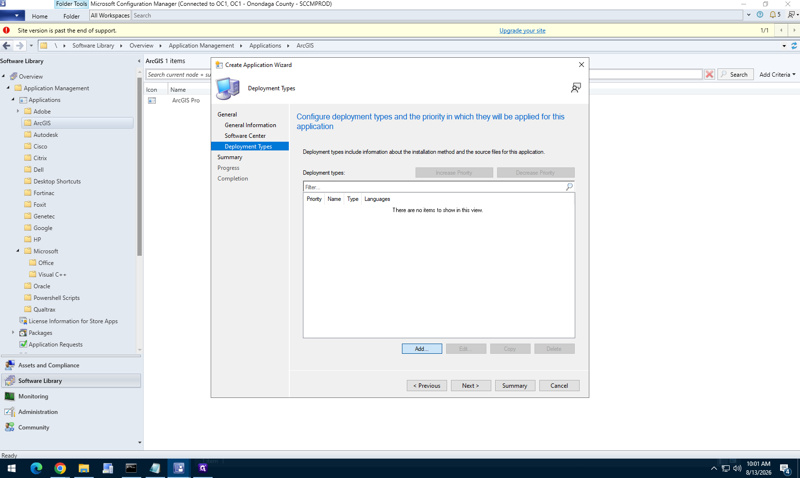 Step #19: Navigate to the Deployment Types page and click Add.
