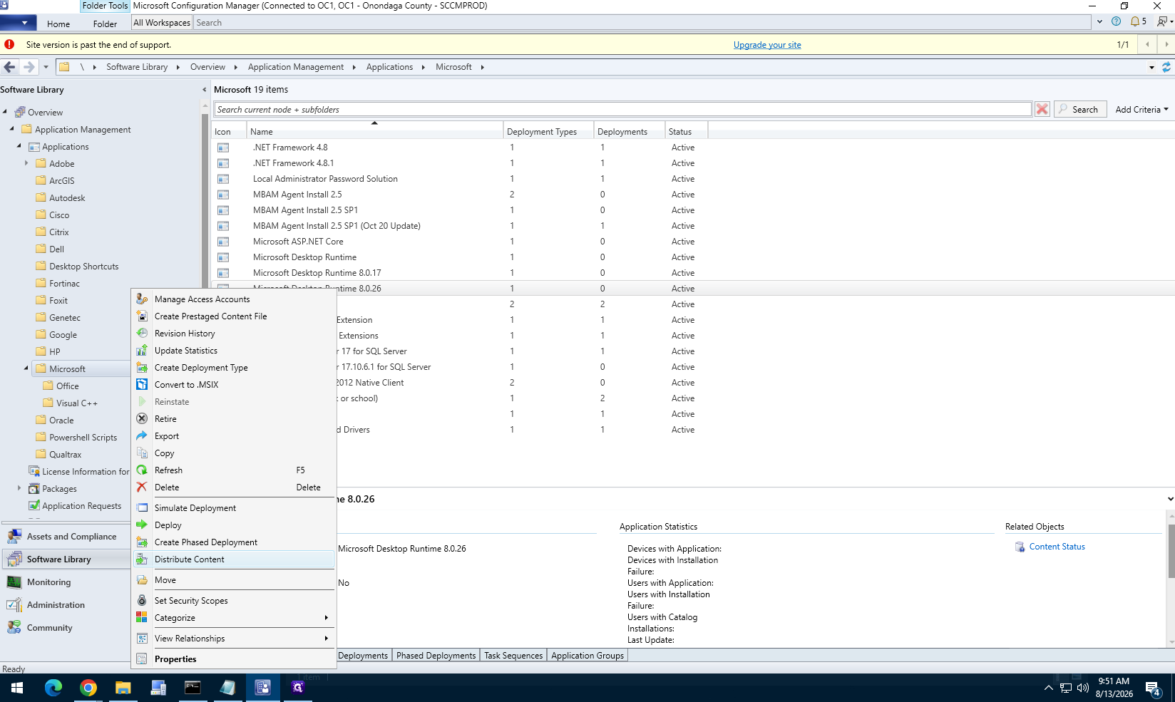 Step #6: Right-click the new application and select Distribute Content to send it to your distribution point groups.