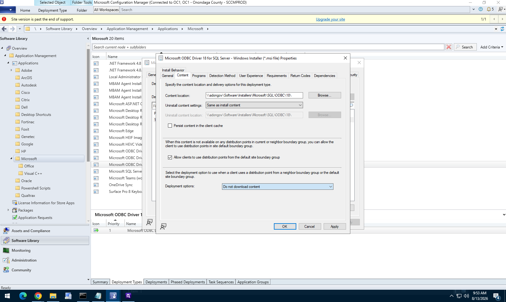 Step #9: On the Content tab, configure the deployment options to Do not download content.