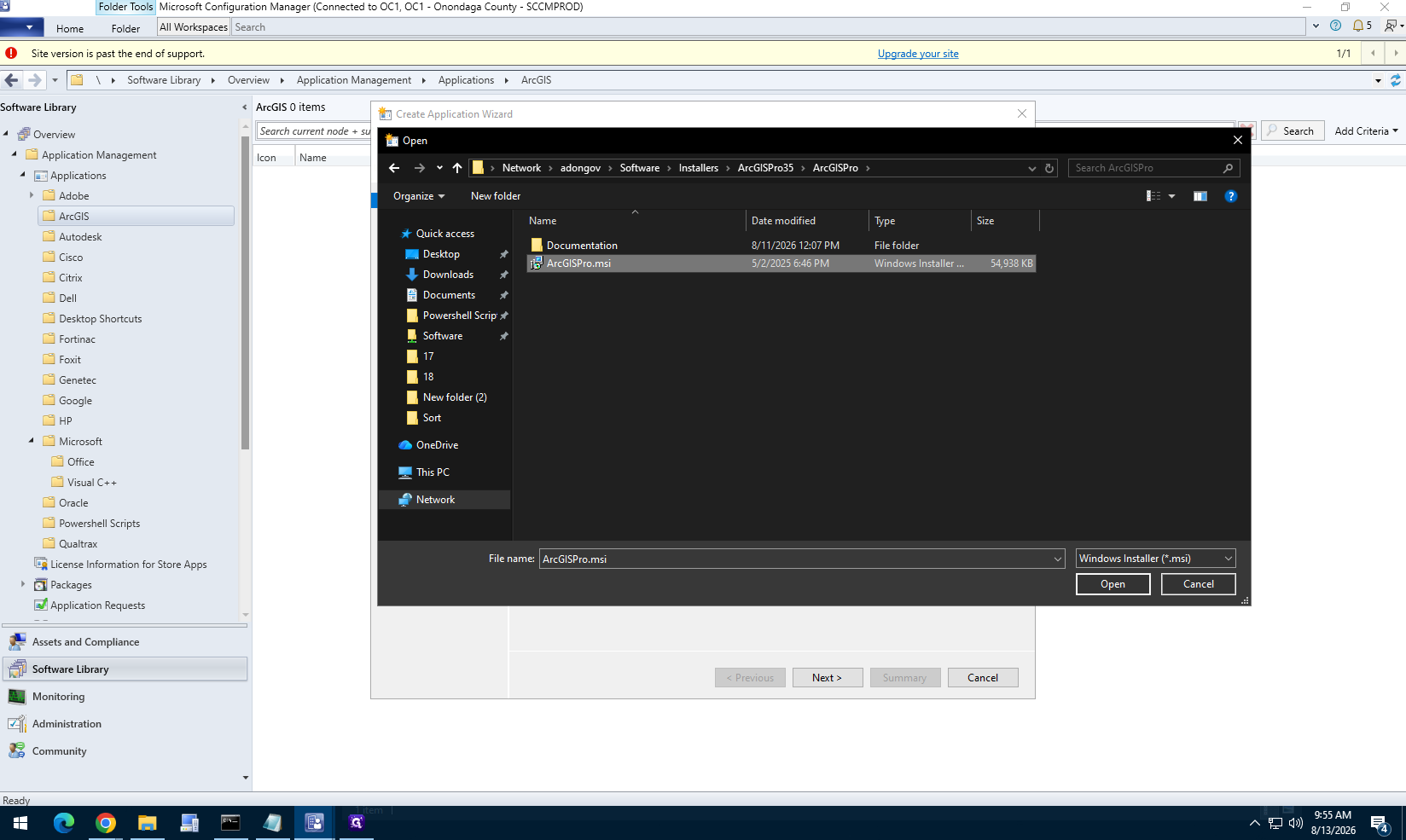 Step #12: Browse to your installation directory and select the ArcGISPro.msi installer.