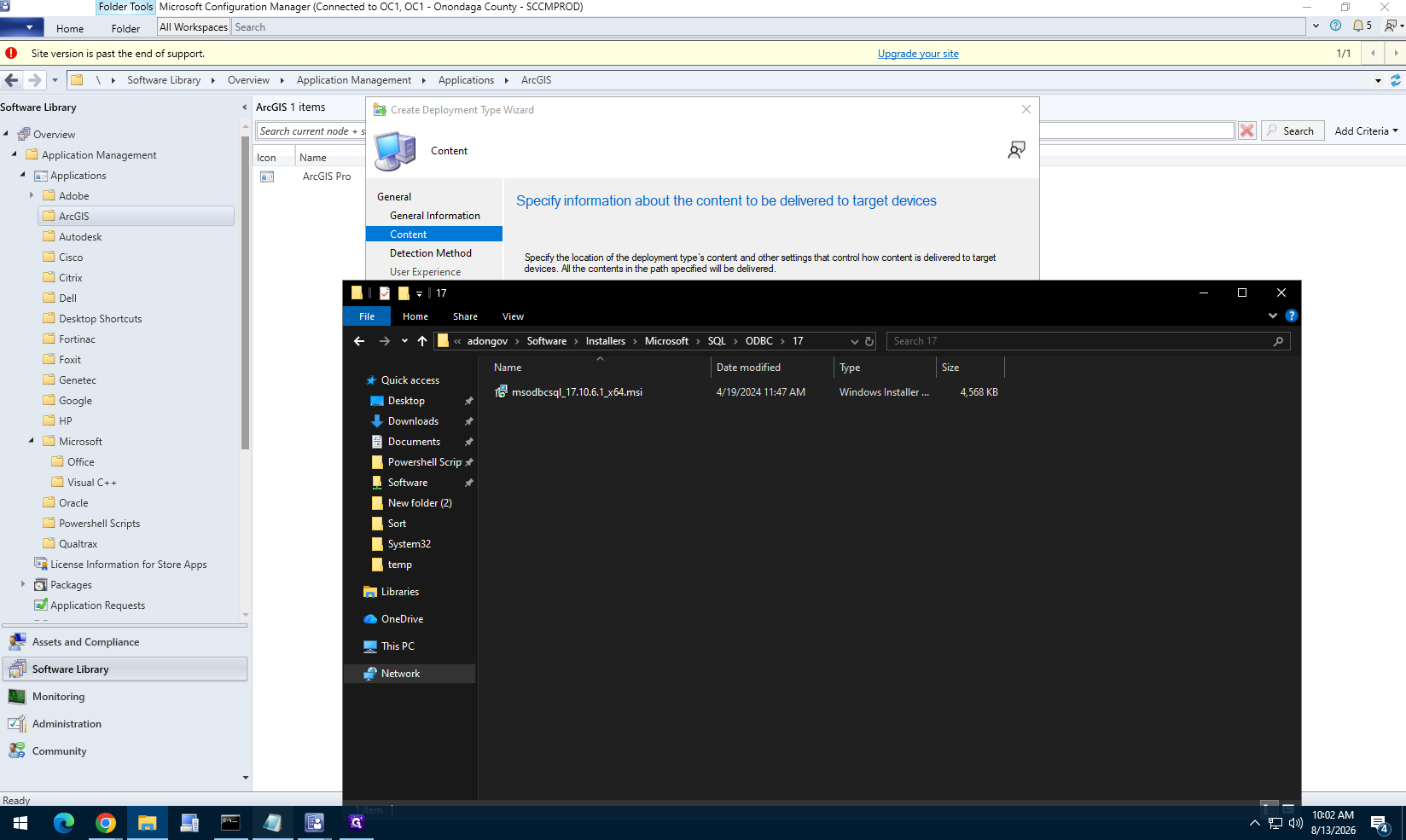 Step #21: In the Content tab, specify the network location containing your patch .msp file.