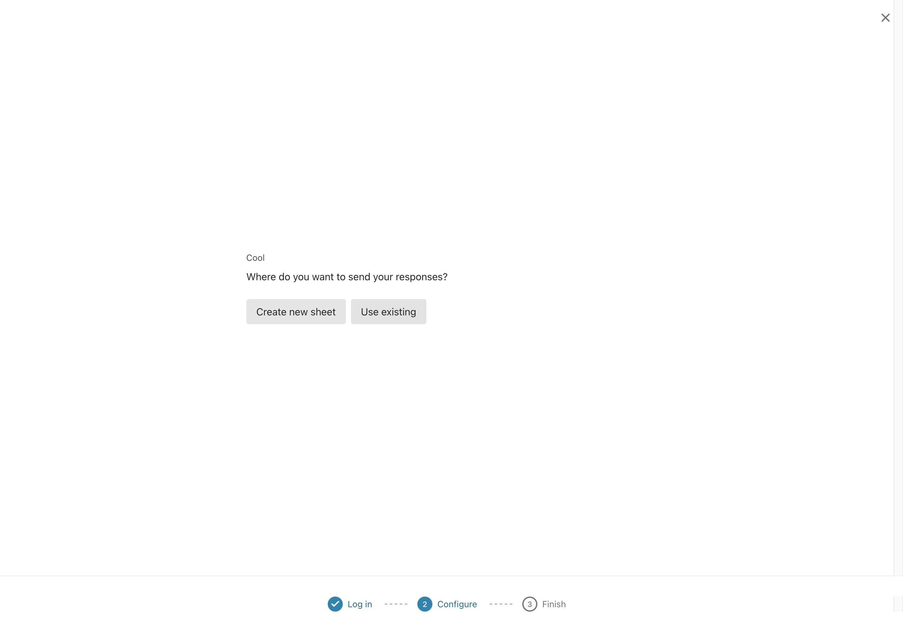 Step #3: Once you sign in, Typeform will ask if you want to create a new sheet or use an existing one for your form responses. In most cases, you will create a new sheet.