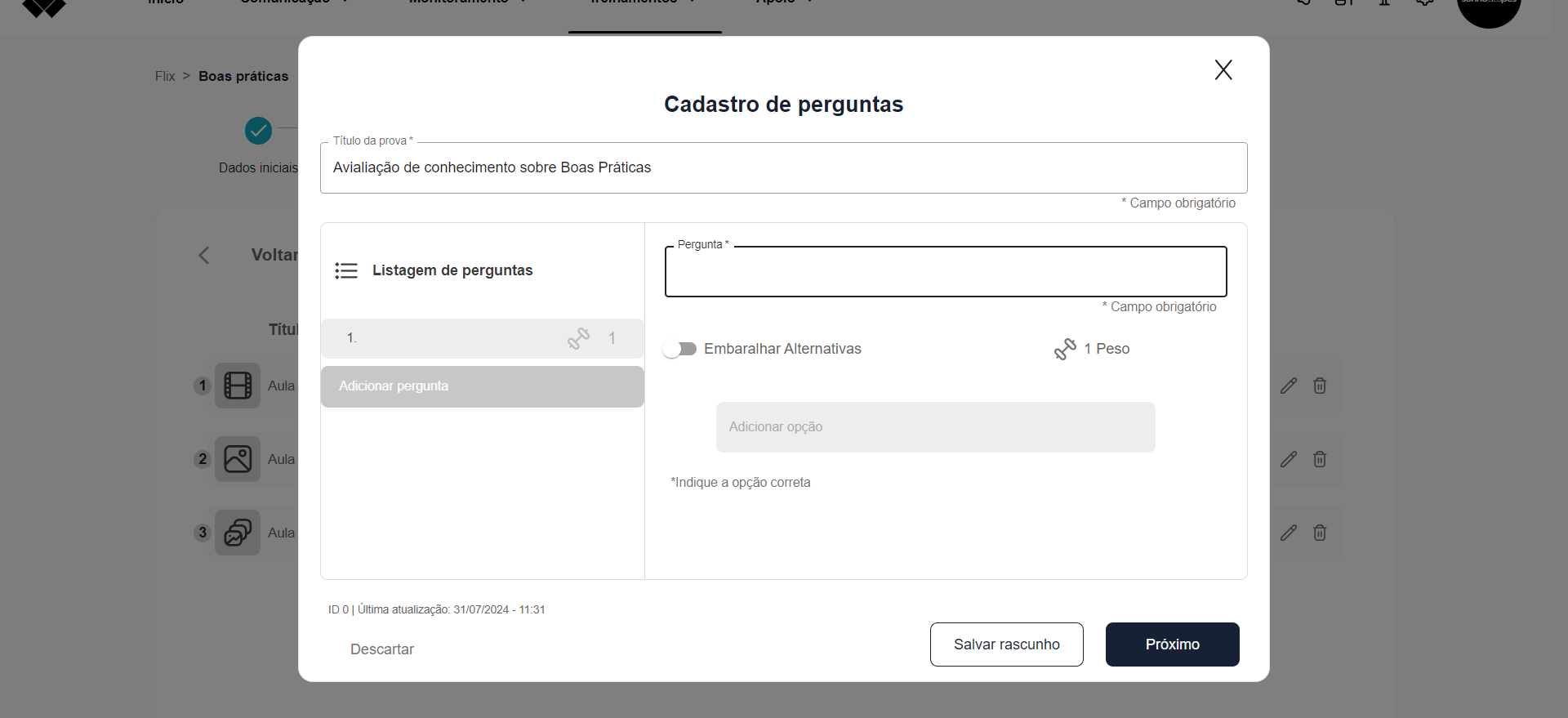 Step #22: Faça a pergunta: 