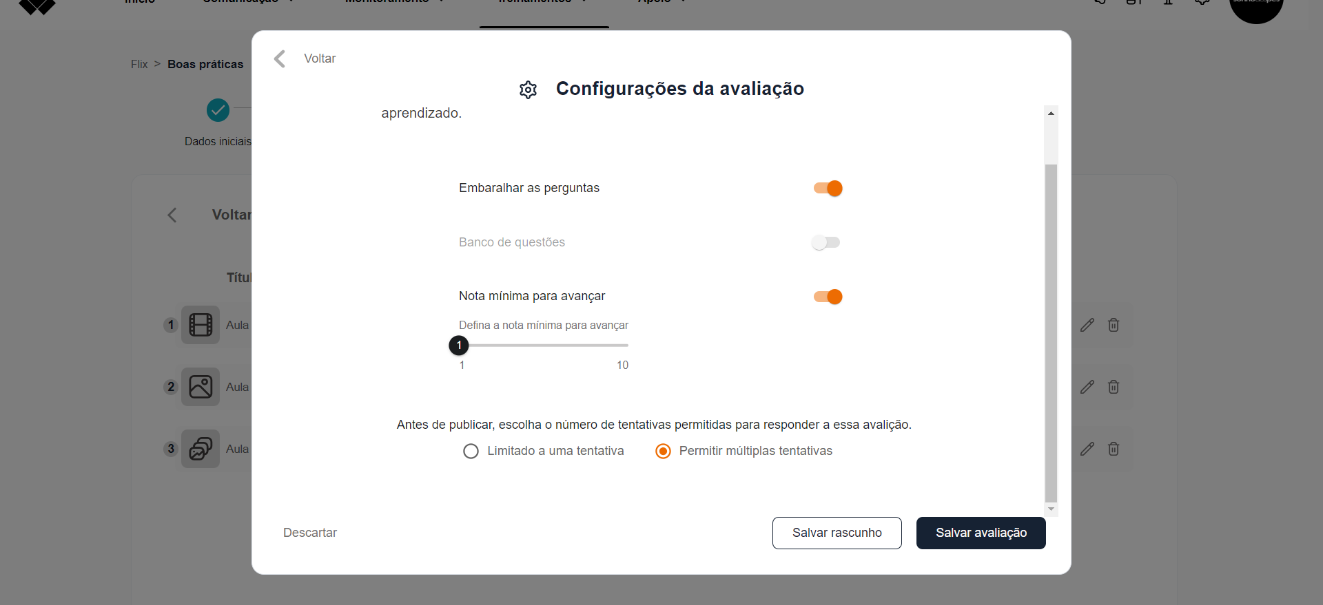 Step #32: Clique em salvar avaliação: