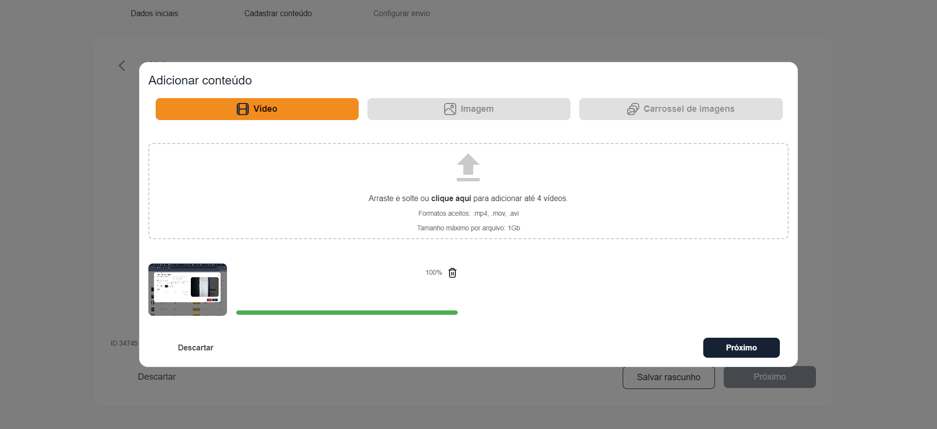 Step #14: Como upload concluído clique em 'Próximo'