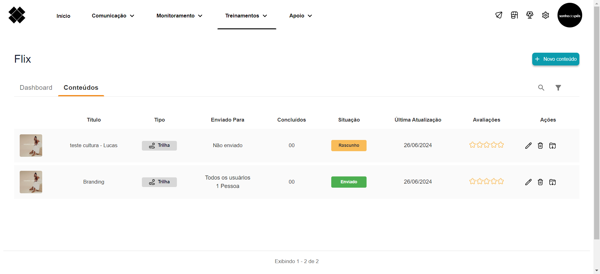 Step #4: Cliquem em + Novo Conteúdo