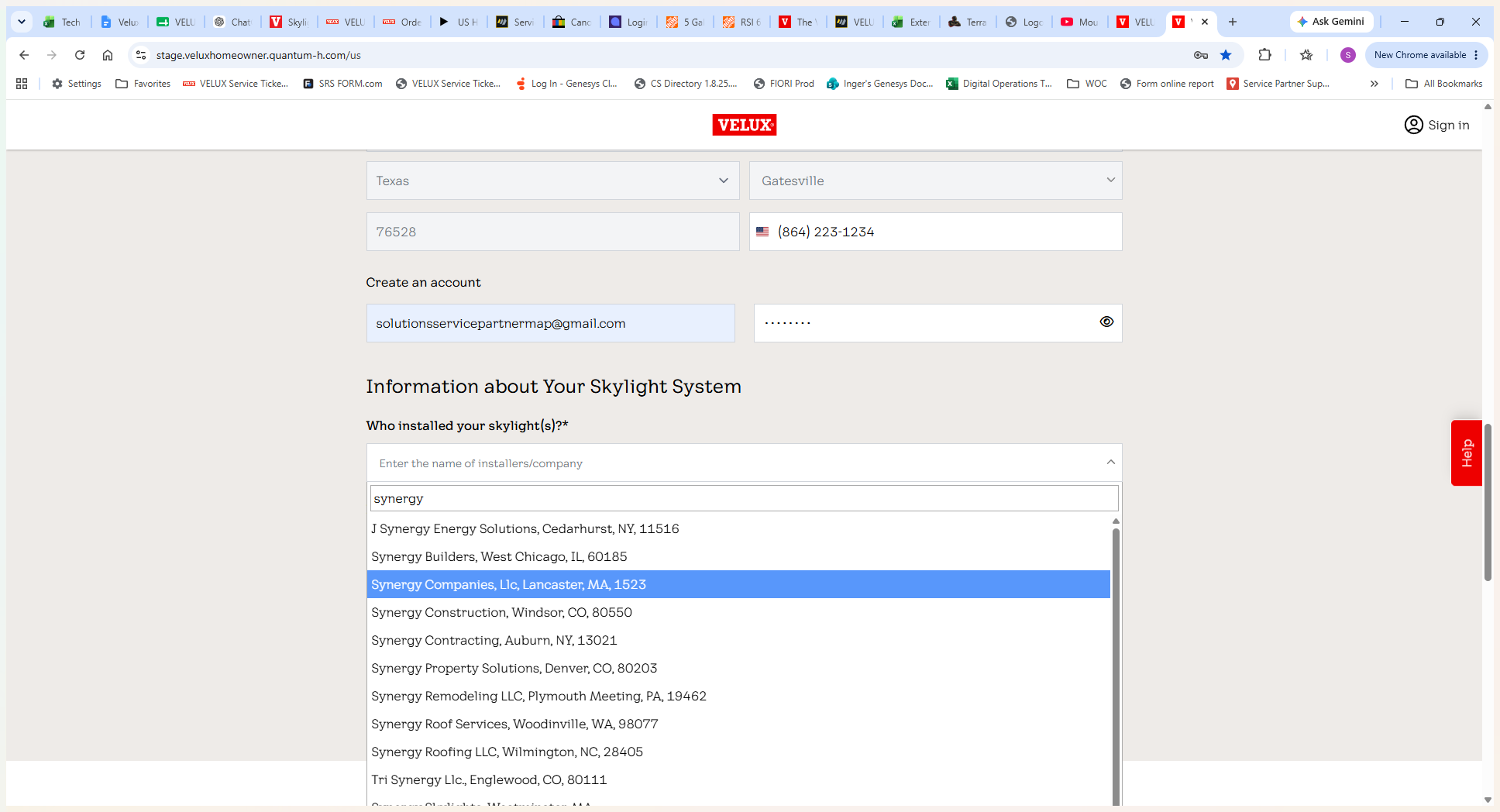 Step #10: Search for and select your installer or installation company from the dropdown menu.