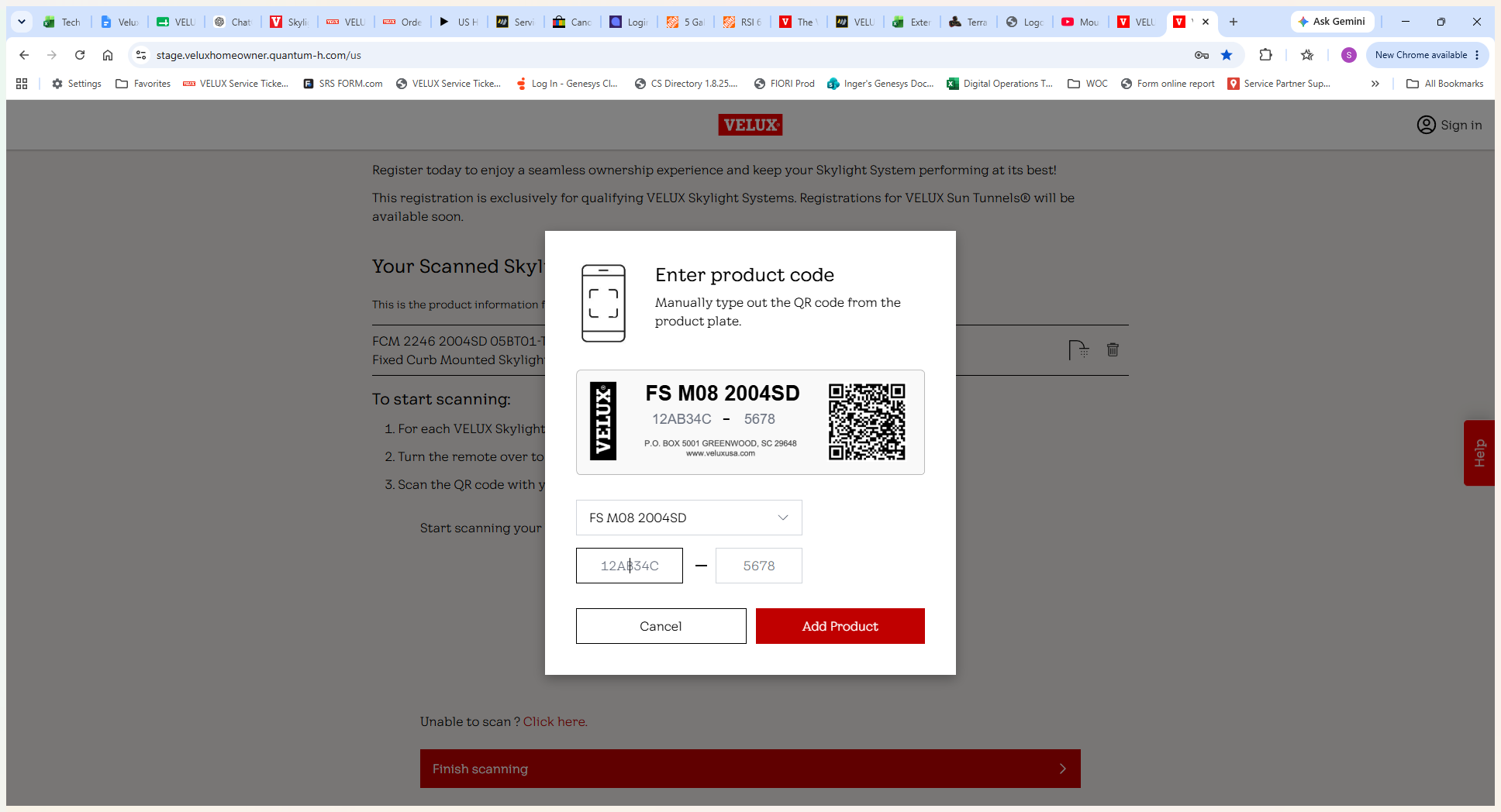 Step #6: Enter the new product code and click Add Product.