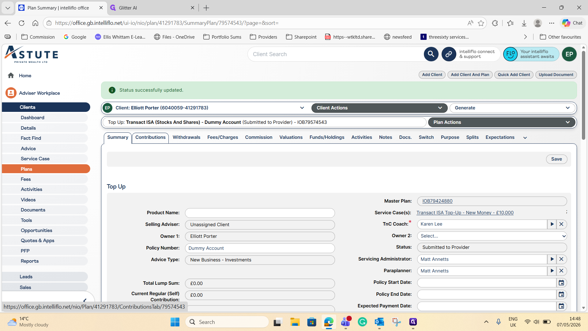Step #4: Click on the Contributions tab in the sub-navigation menu.