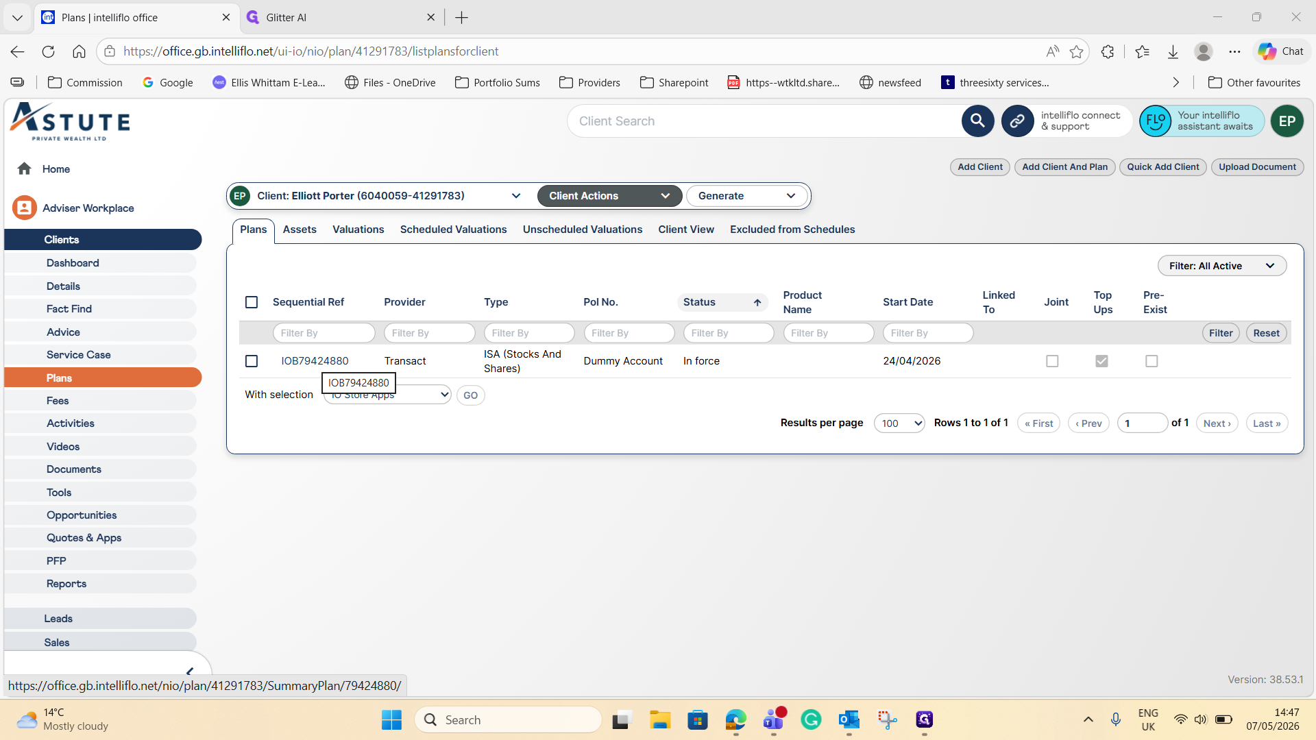 Step #1: Click on the main plan reference number (e.g., IOB79424880).
