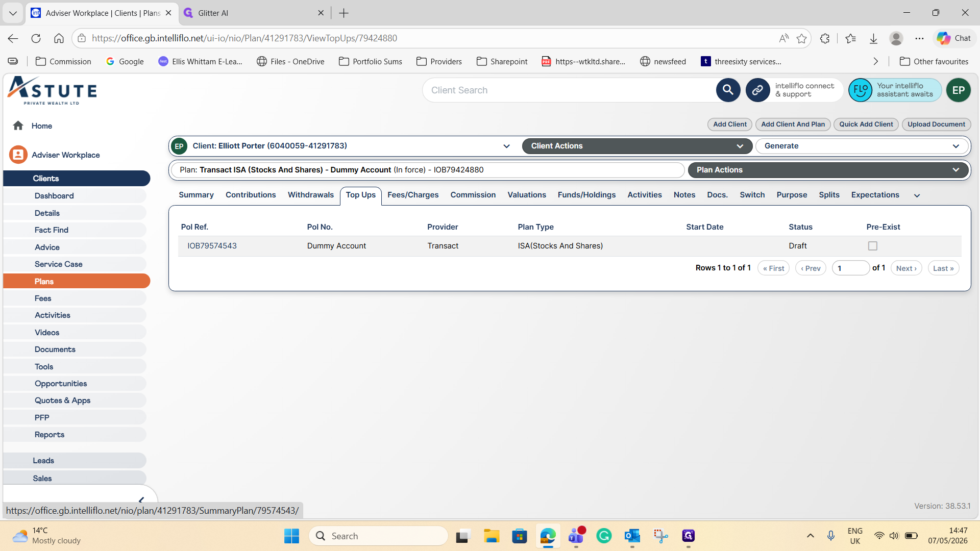 Step #3: Select the reference number for your draft top-up (e.g., IOB79574543).