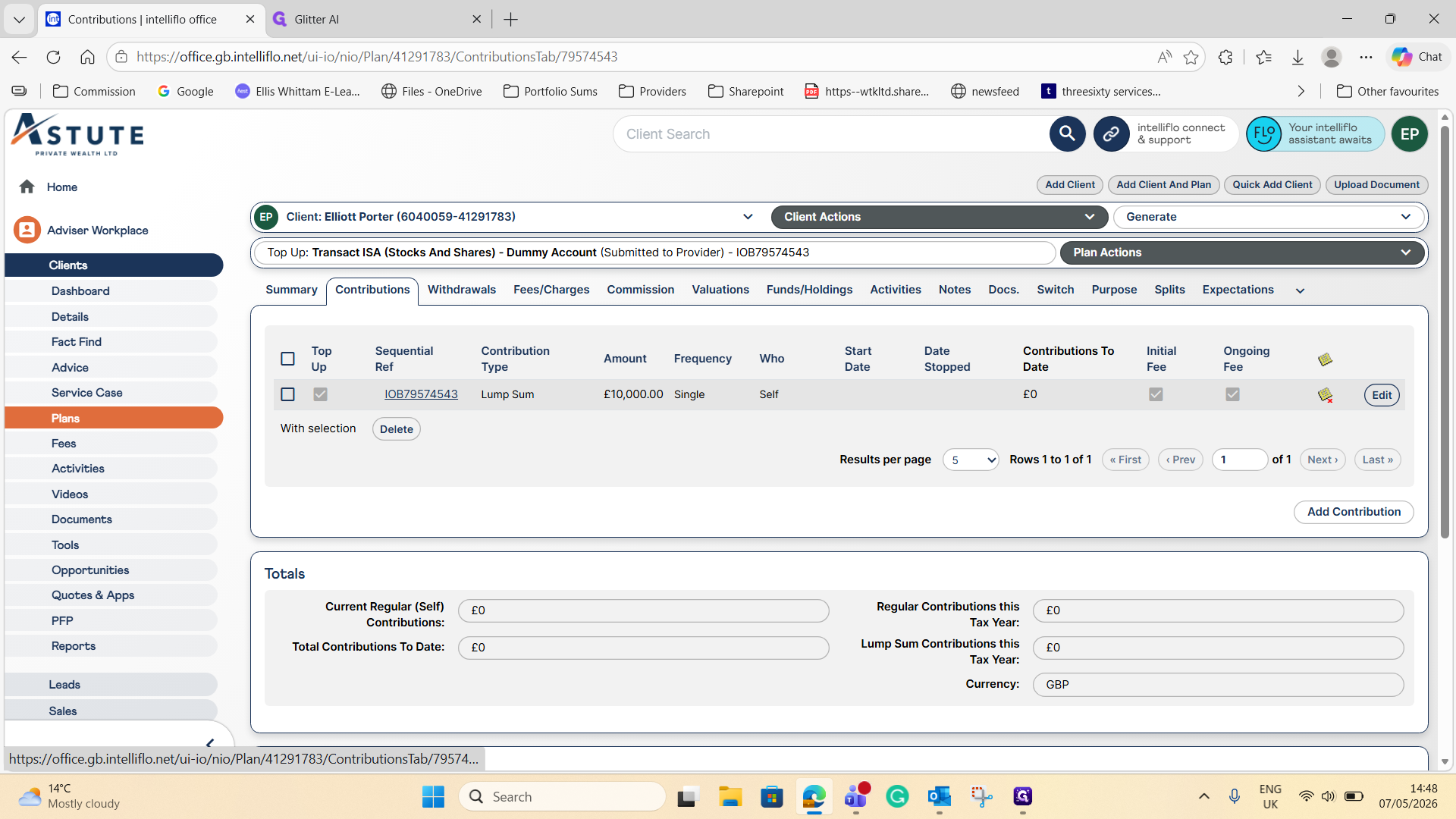 Step #5: Click Edit next to the lump sum contribution record.