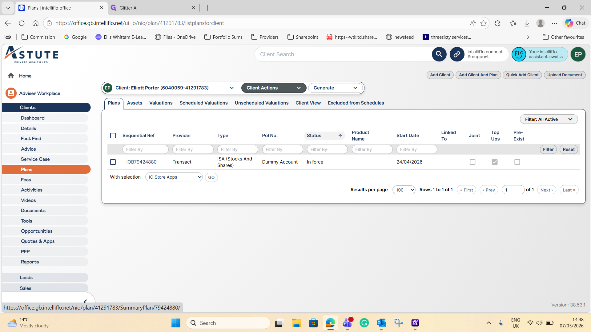 Step #15: Navigate back to the parent plan by clicking its reference number.