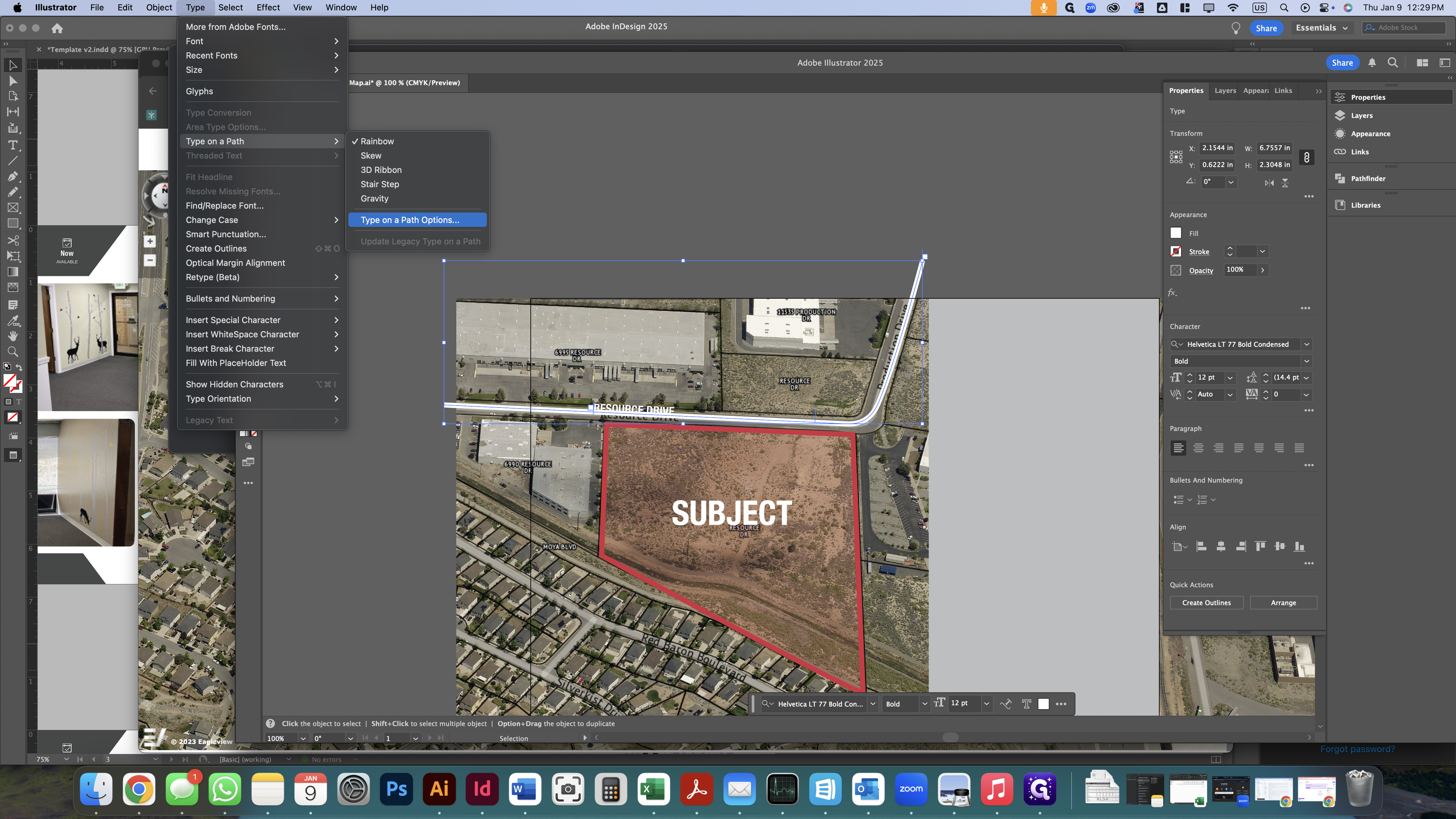 Step #57: Click on "Type on a Path Options"