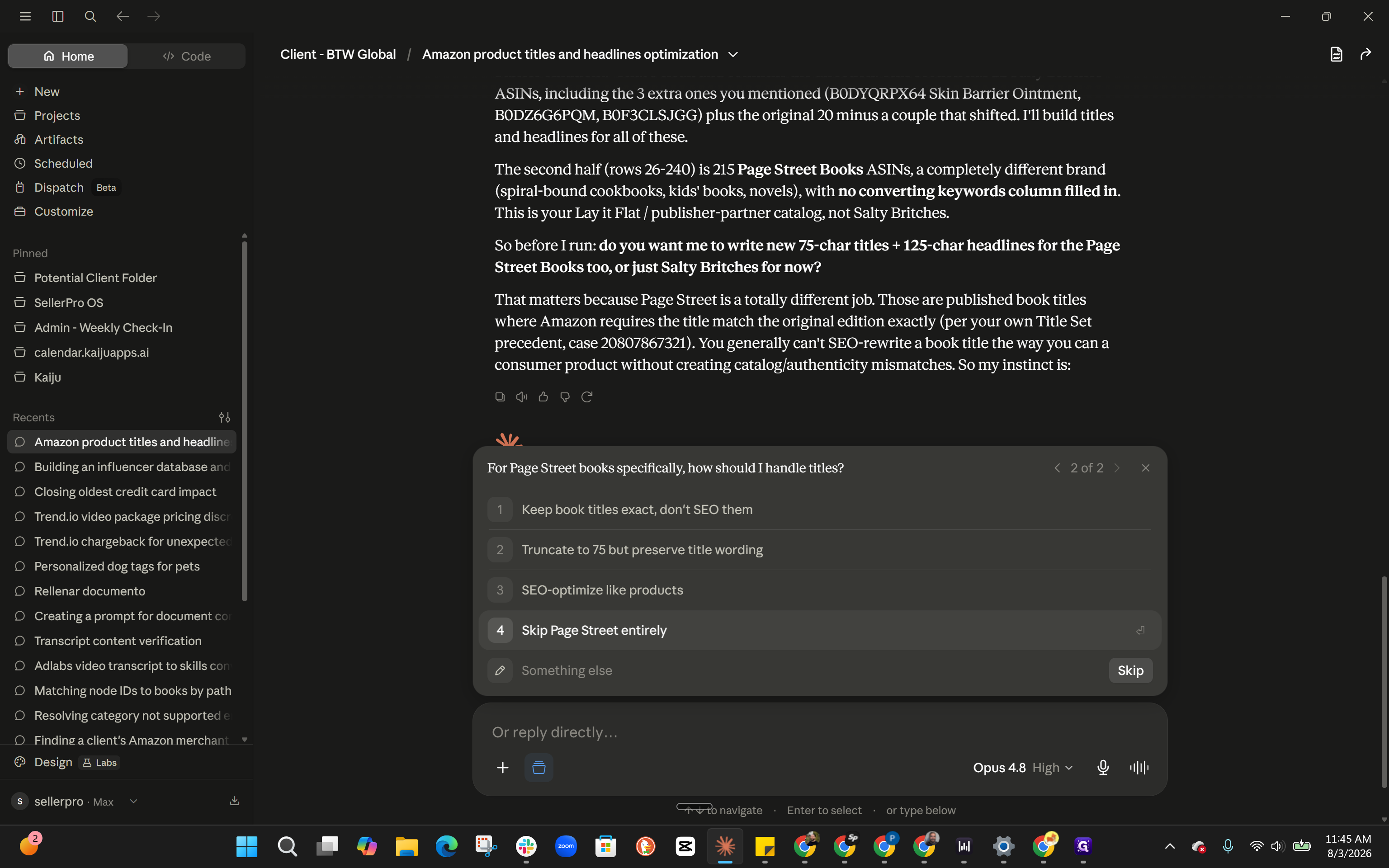 Step #3: Click Skip Page Street entirely to exclude irrelevant ASINs from the optimization pass.
