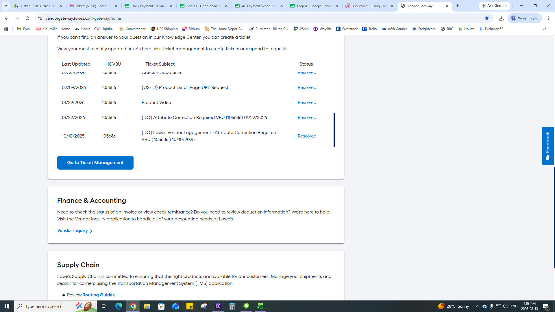 Step #6: Click Vendor Inquiry.