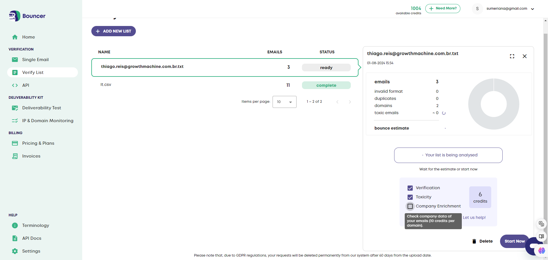 Step #4: Click on "☐ Company Enrichment"