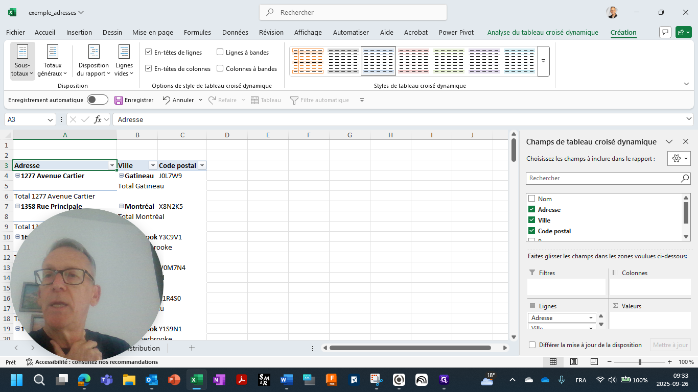 Step #9: Cliquez sur "Sous-totaux"
