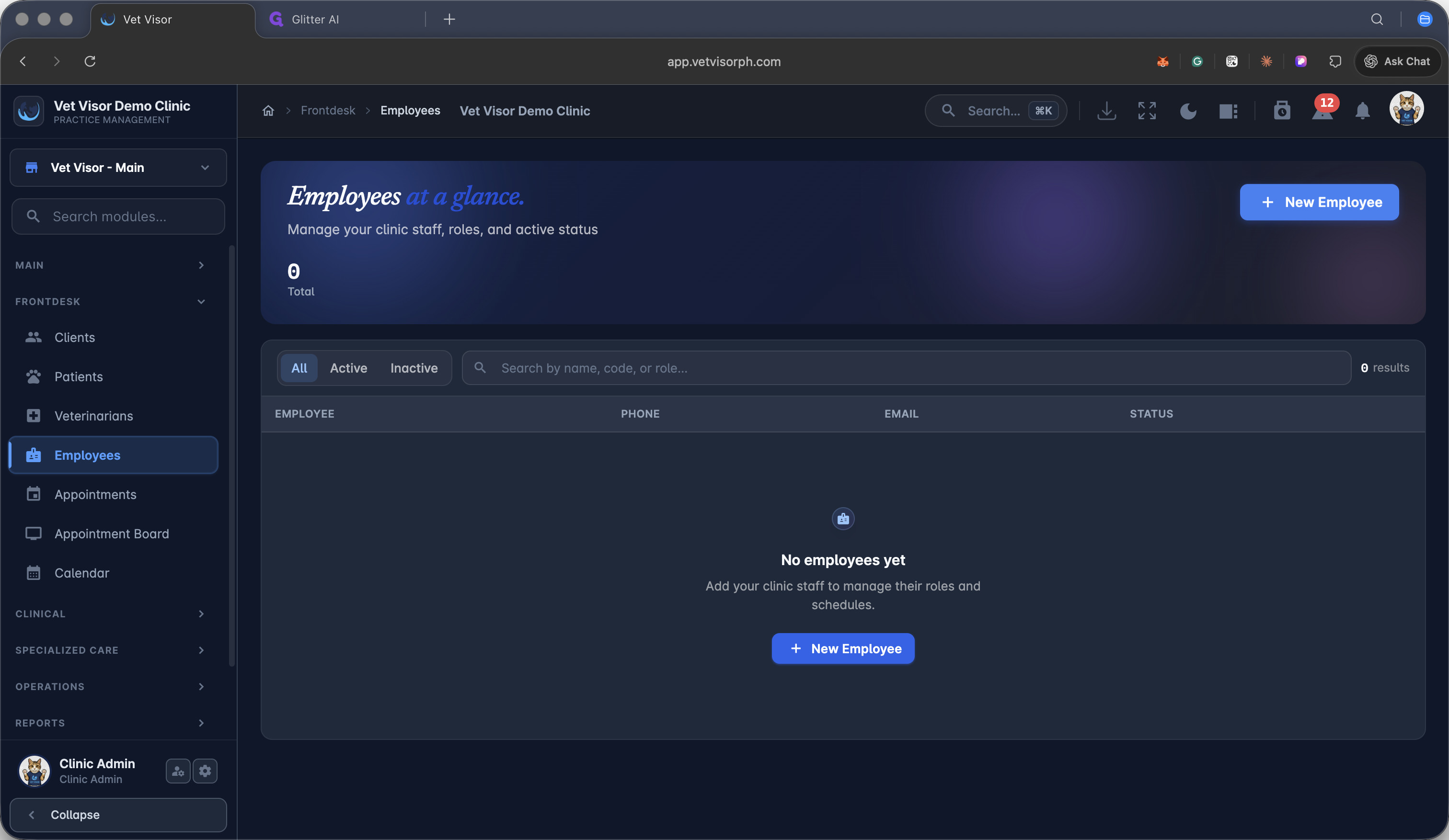 Step #19: Navigate to the Employees dashboard and click + New Employee in the main content area.