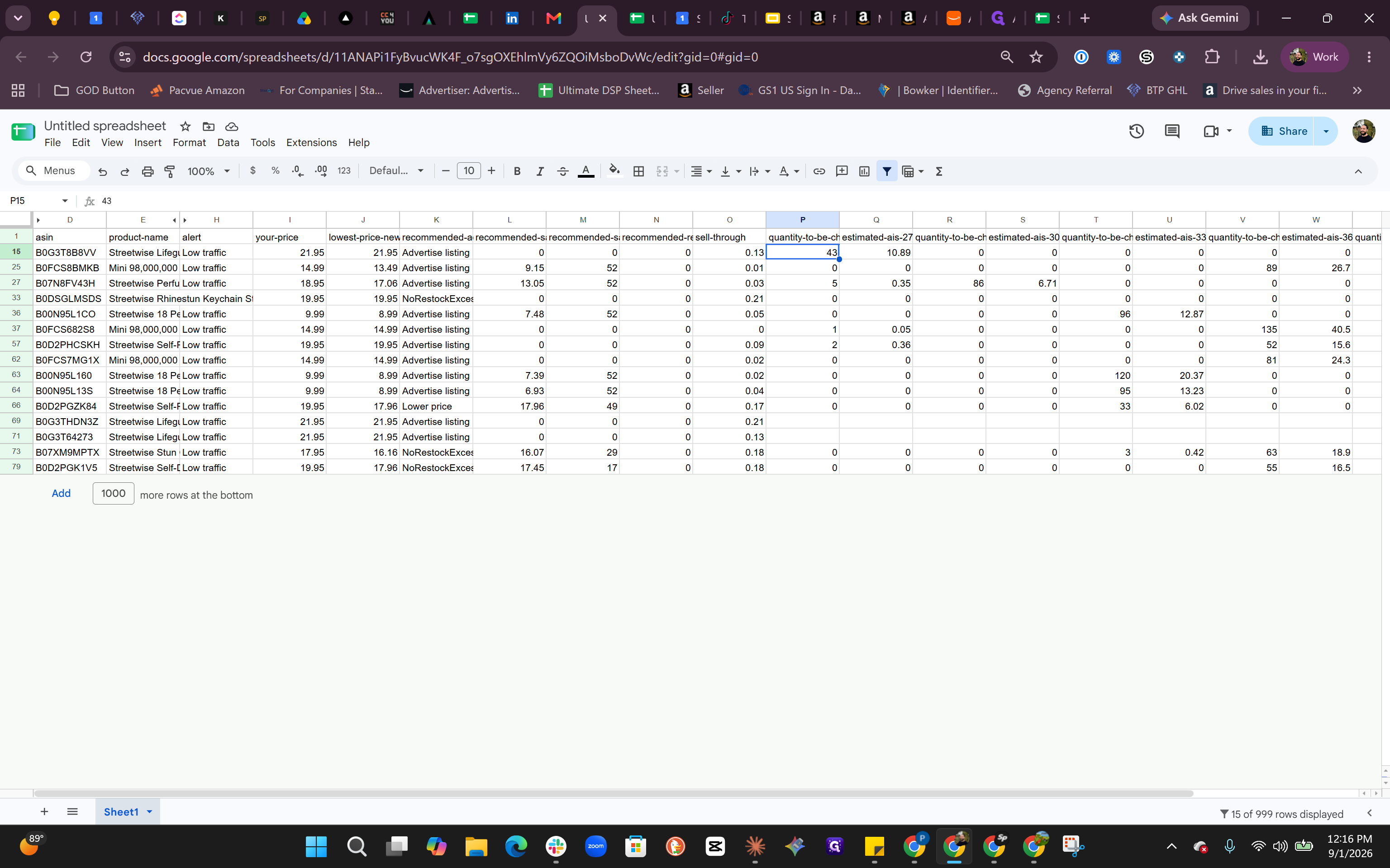 Step #2: Select the inventory quantity cells under quantity-to-be-charged to verify excess units.