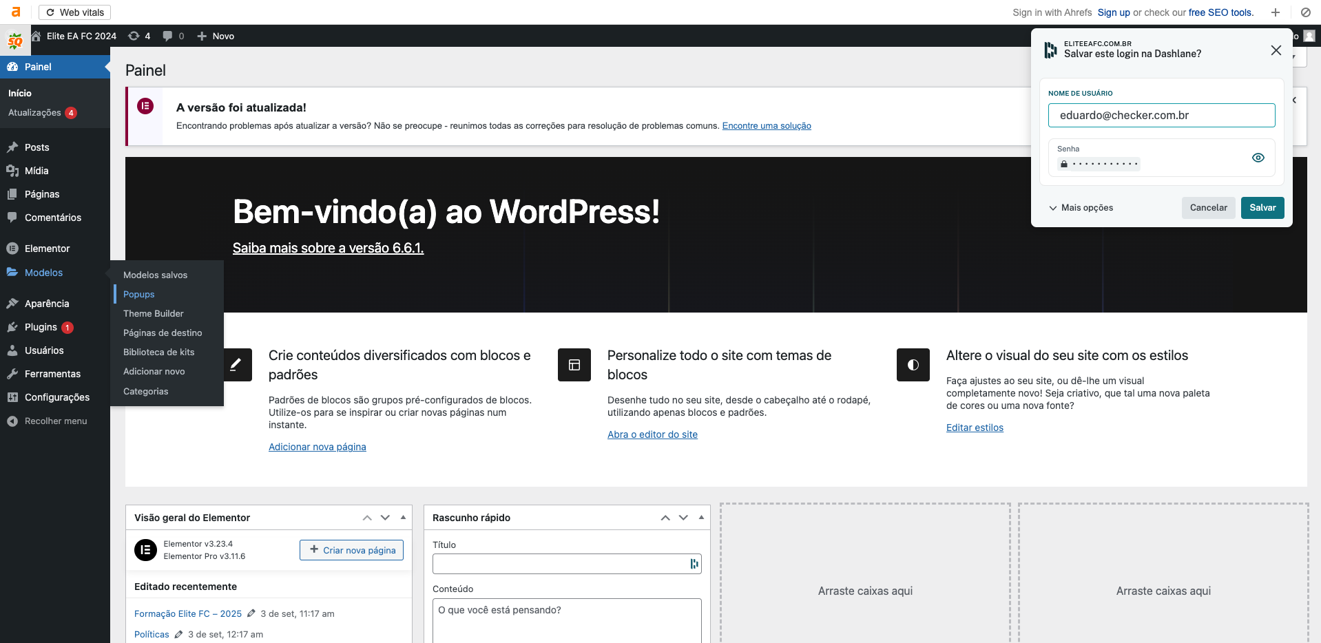 Step #3: Cliquem em "Modelos", depois vá para "Popups"